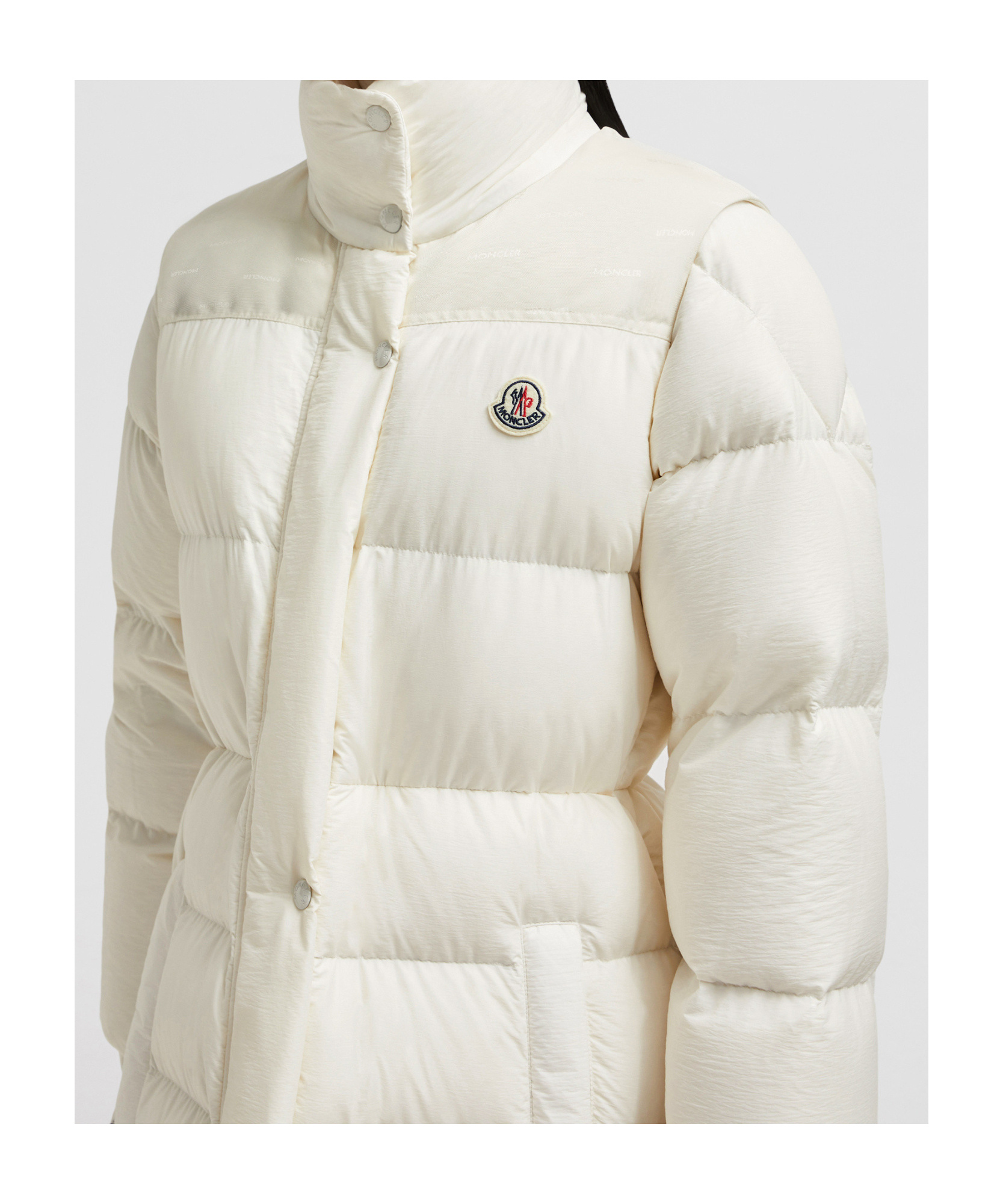 Moncler Long-sleeved Long Down Jacket In White