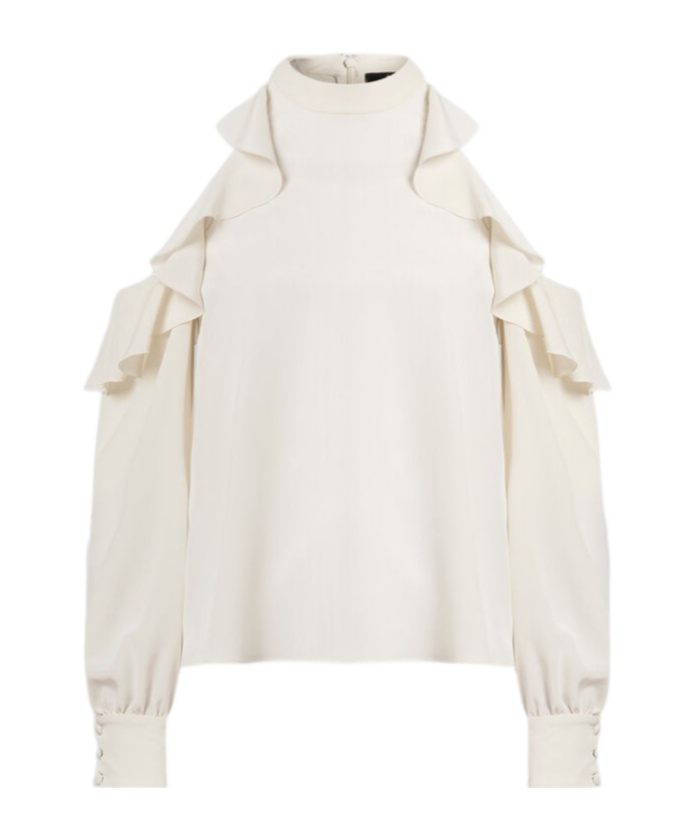 Etro Silk Top With Open Shoulders And Ruffles In White