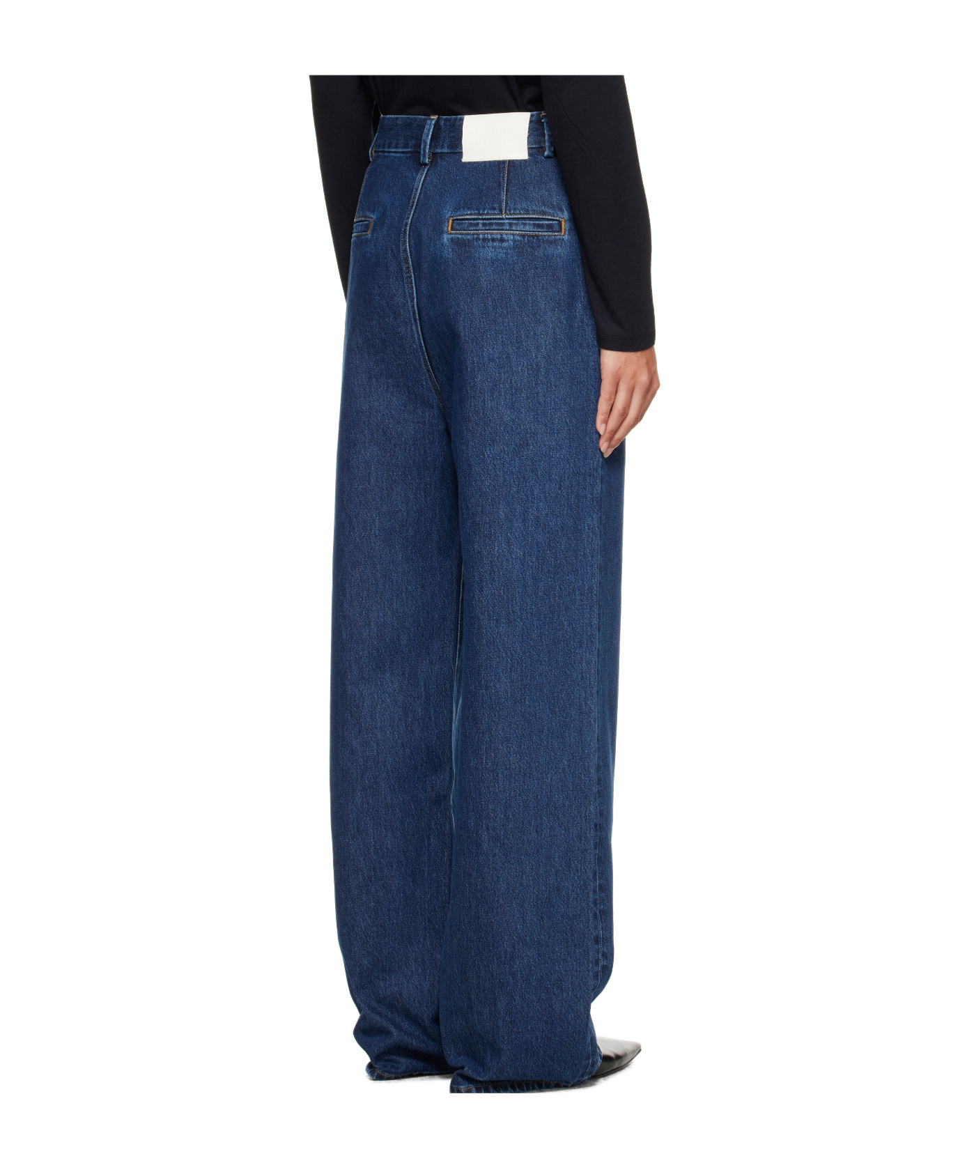 Loulou De Saison Pleated Straight Leg Jeans In Blue