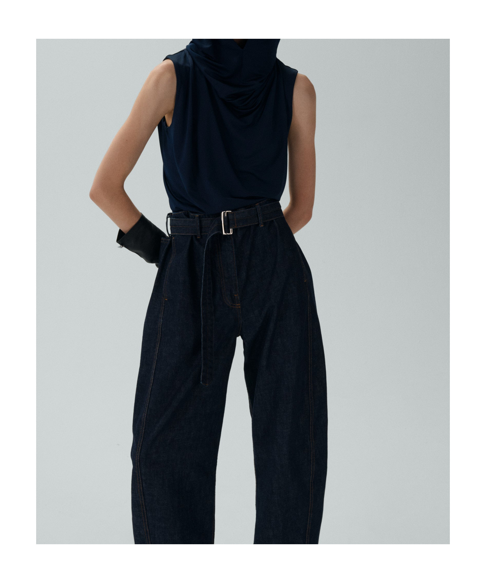 MAGDA BUTRYM HOODED DRAPING BLOUSE