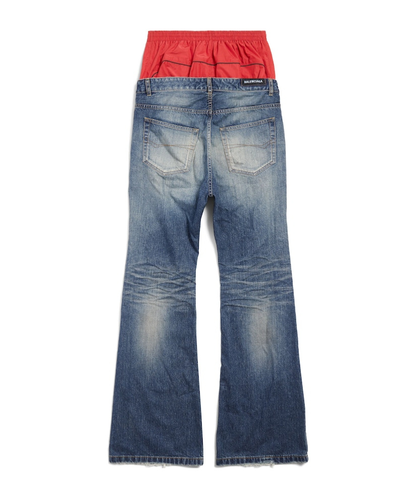 Balenciaga Layer Detailed Jeans In Blue
