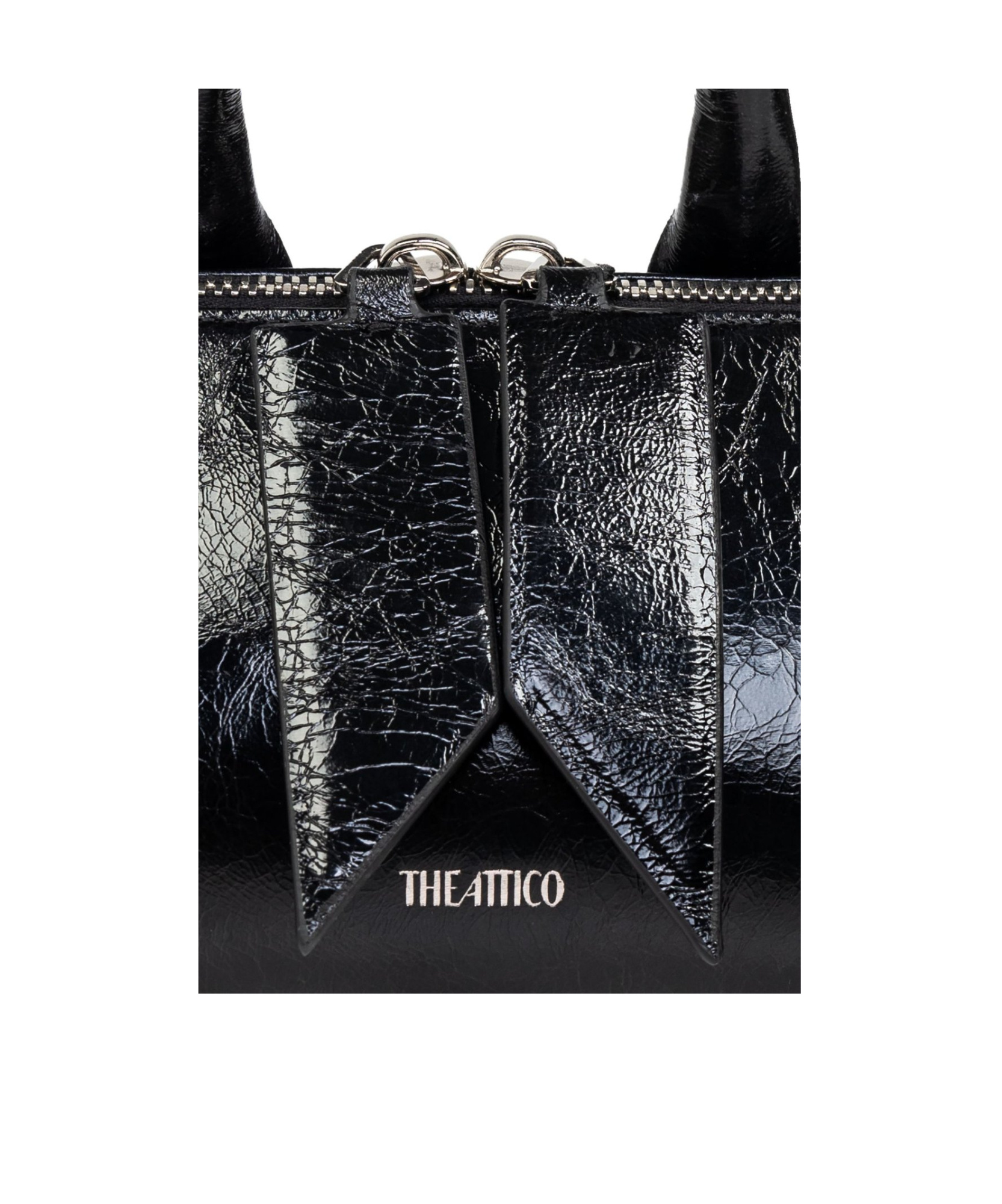 Attico Small Friday Leather Top Handle Bag In Black
