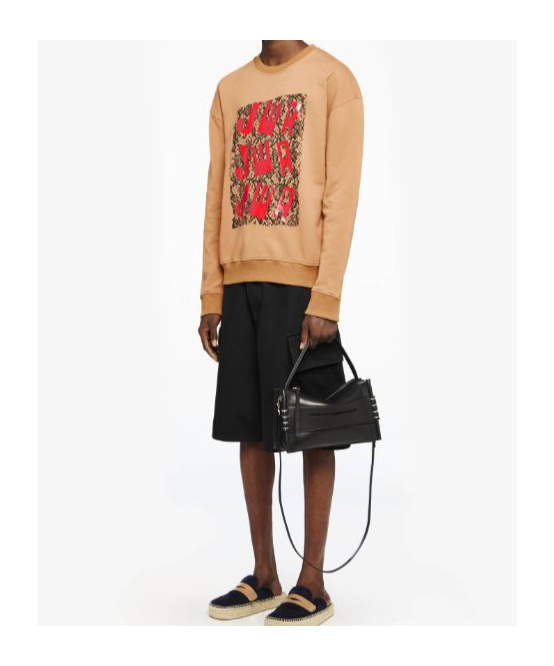 Jw Anderson Sweatshirt With Printed Lace Frontpanel In Nude