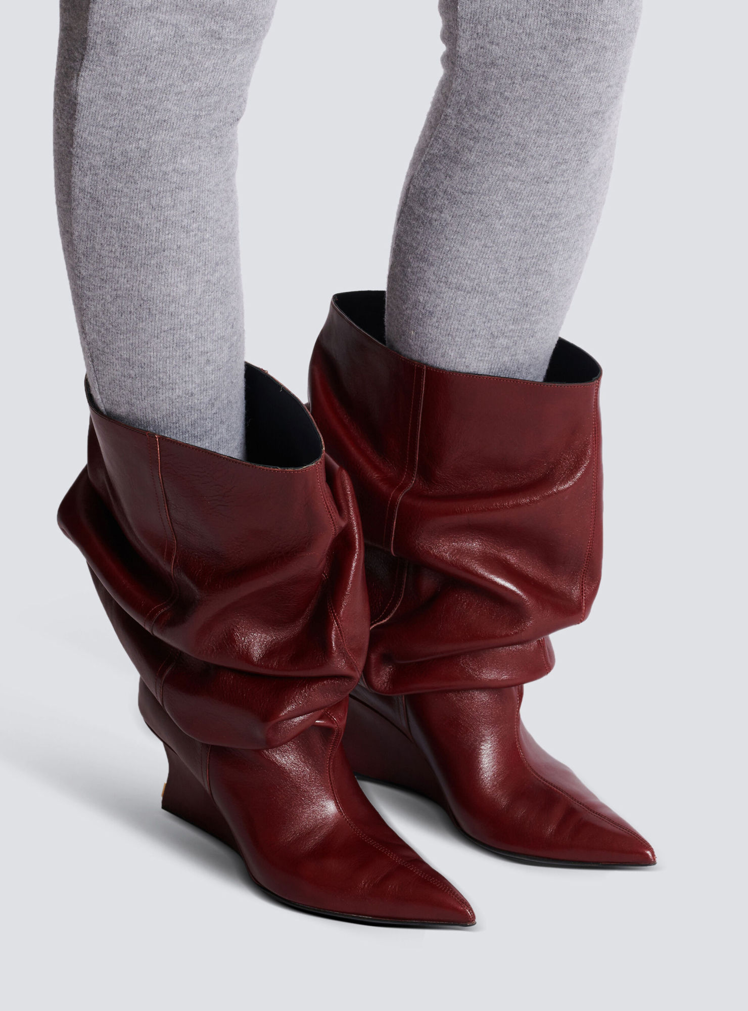 Balmain Wedge Ankle Boots In Burgundy