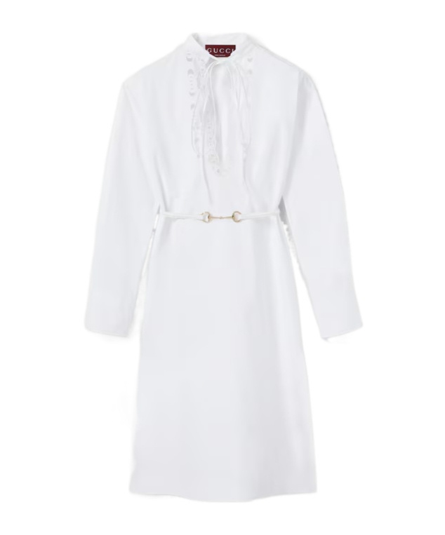 Gucci Cotton Poplin Shirt Dress With Embroidery In White