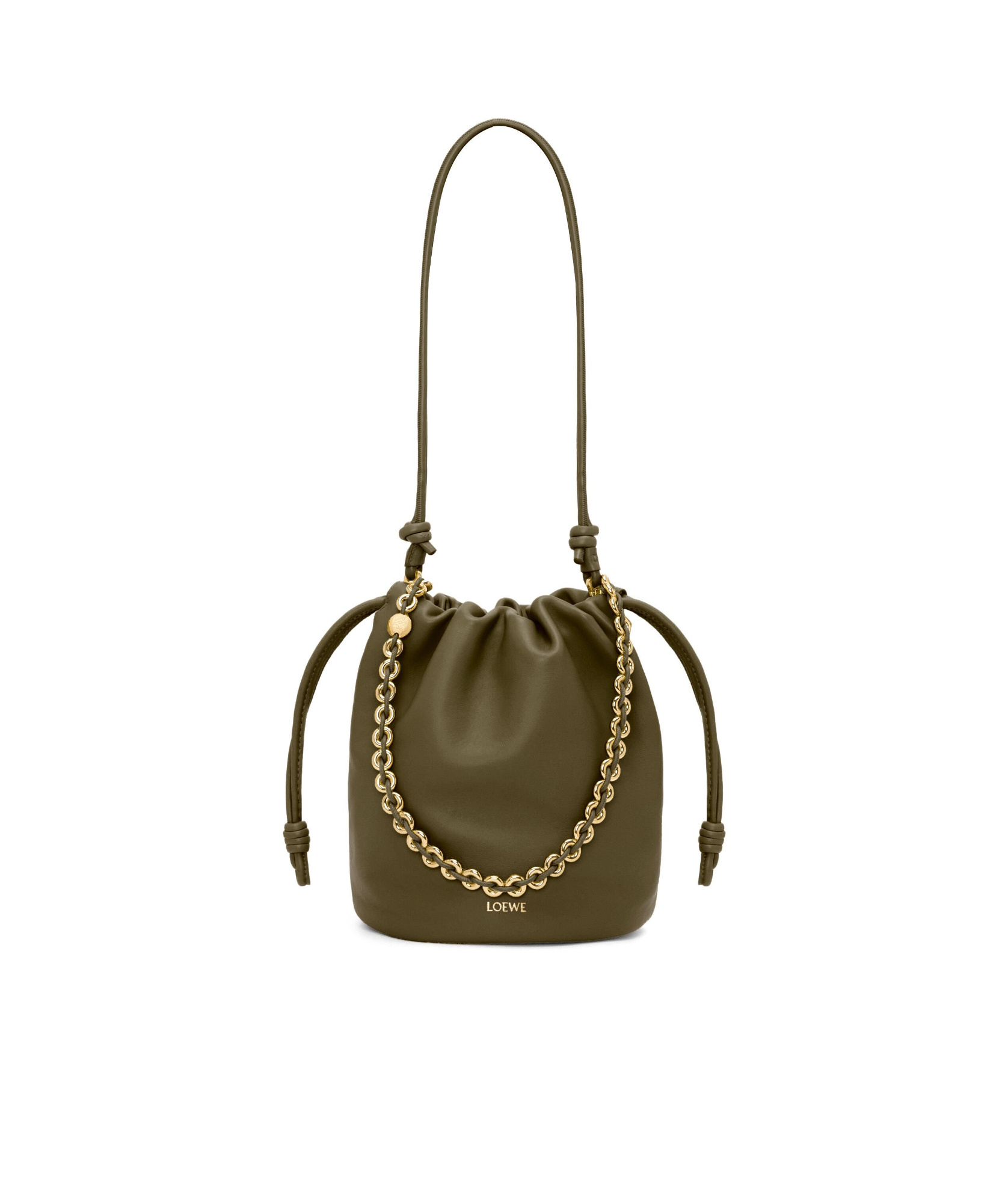 Shop Loewe Flamenco Purse Bucket Bag In Mellow Nappa Lambskin In Green