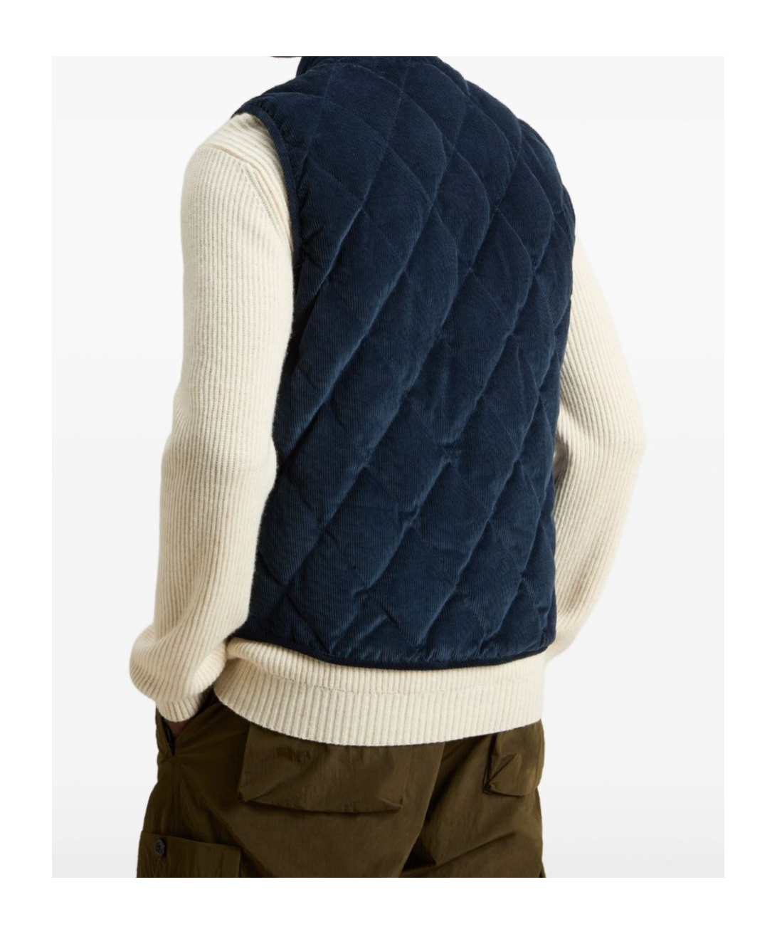 Woolrich Quilted Corduroy Jacket With Stand Collar In Blue