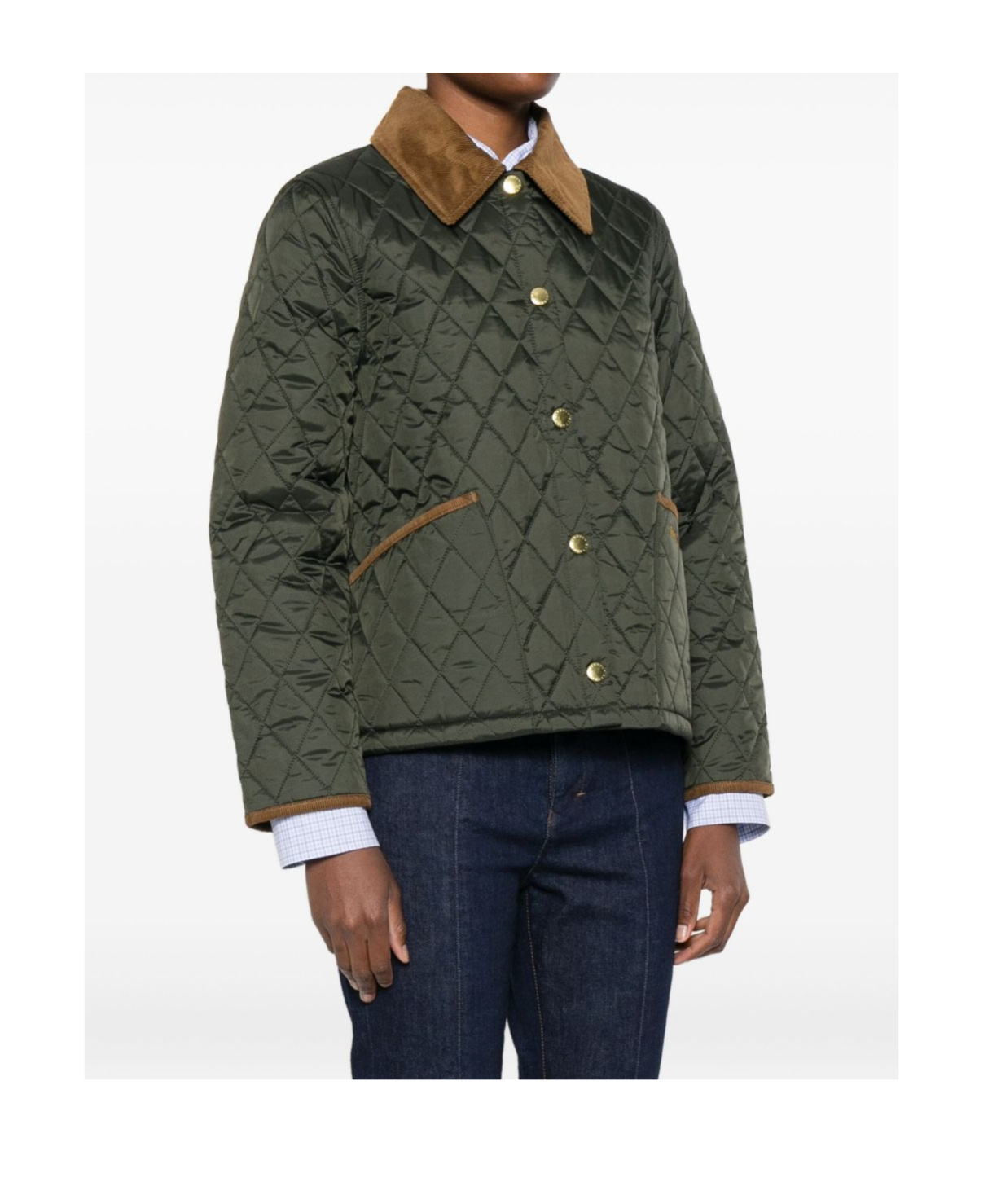 Barbour Quilted Corduroy-collar Jacket In Green