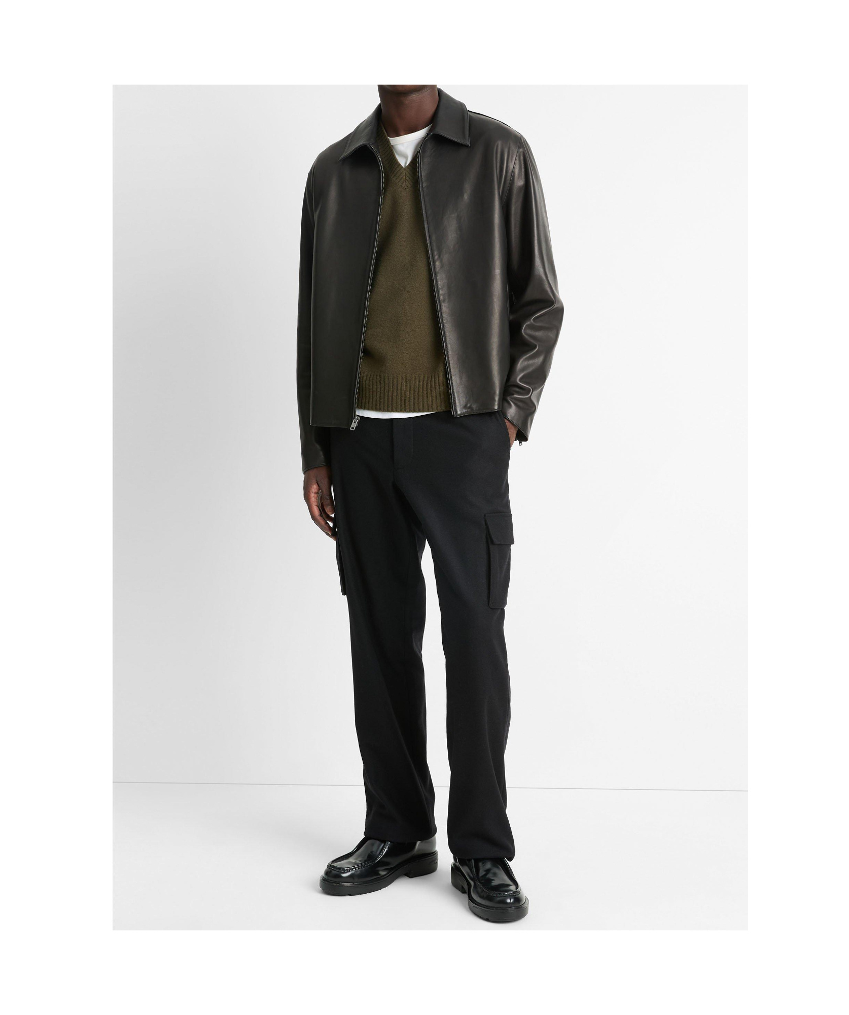 Vince Collared Long Sleeves Smooth Finish Jackets In Black