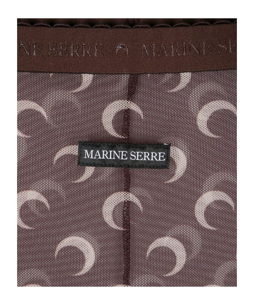 Marine Serre Brown Moon Print Mesh Tights In Gray