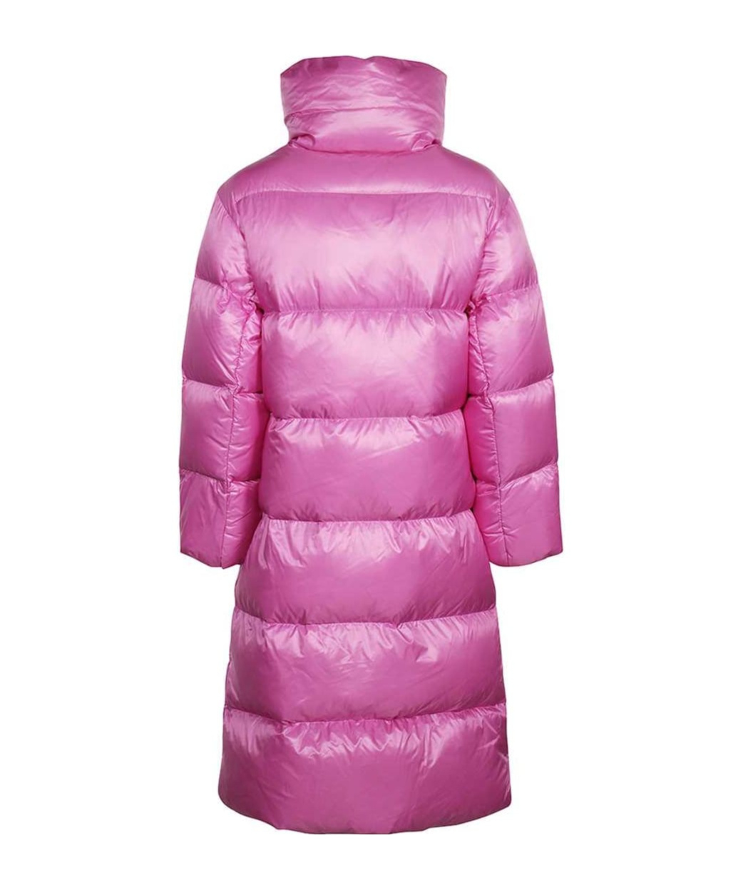 Duvetica Belted Hooded Long Down Jacket In Pink