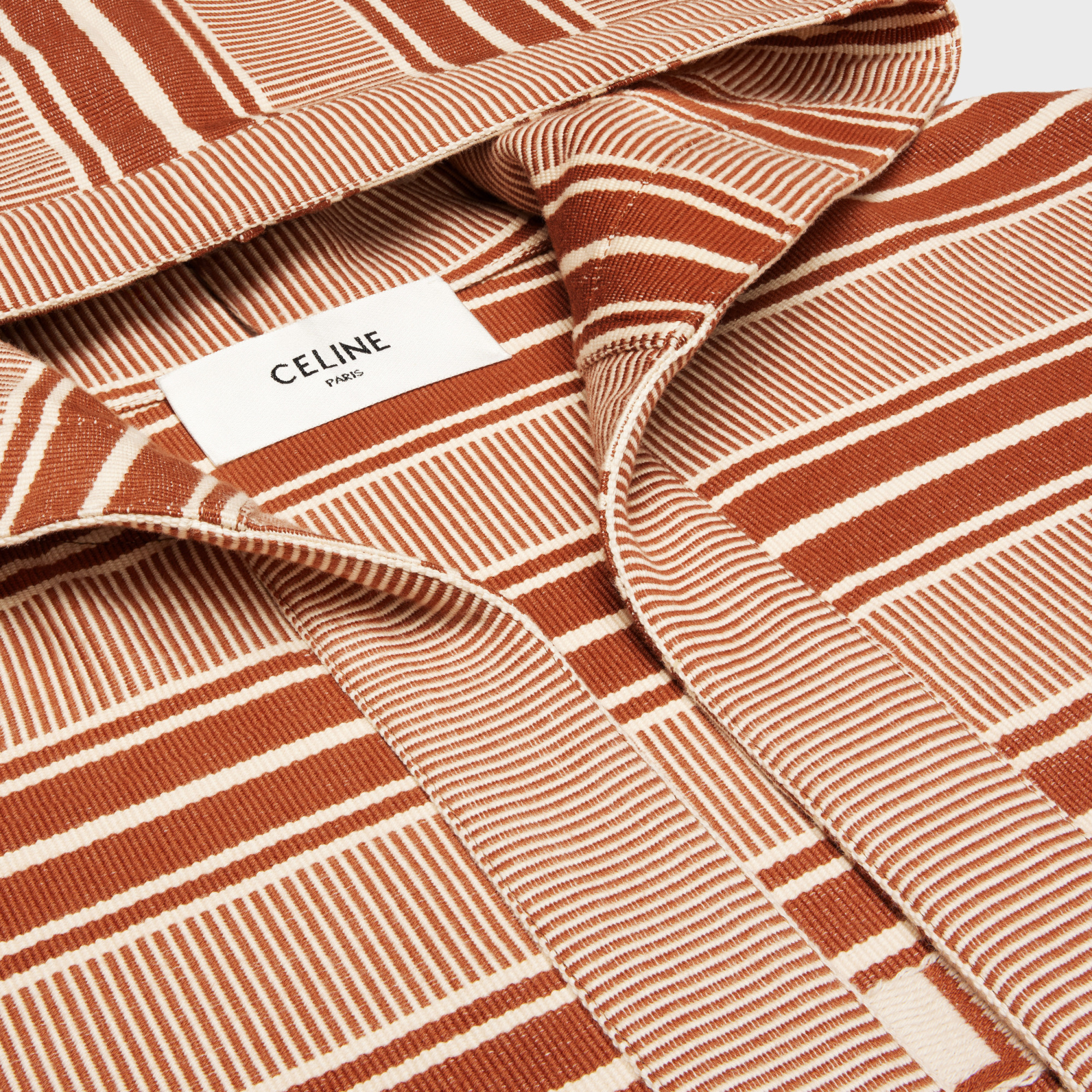 Celine Striped Tweed Bathrobe In Nude