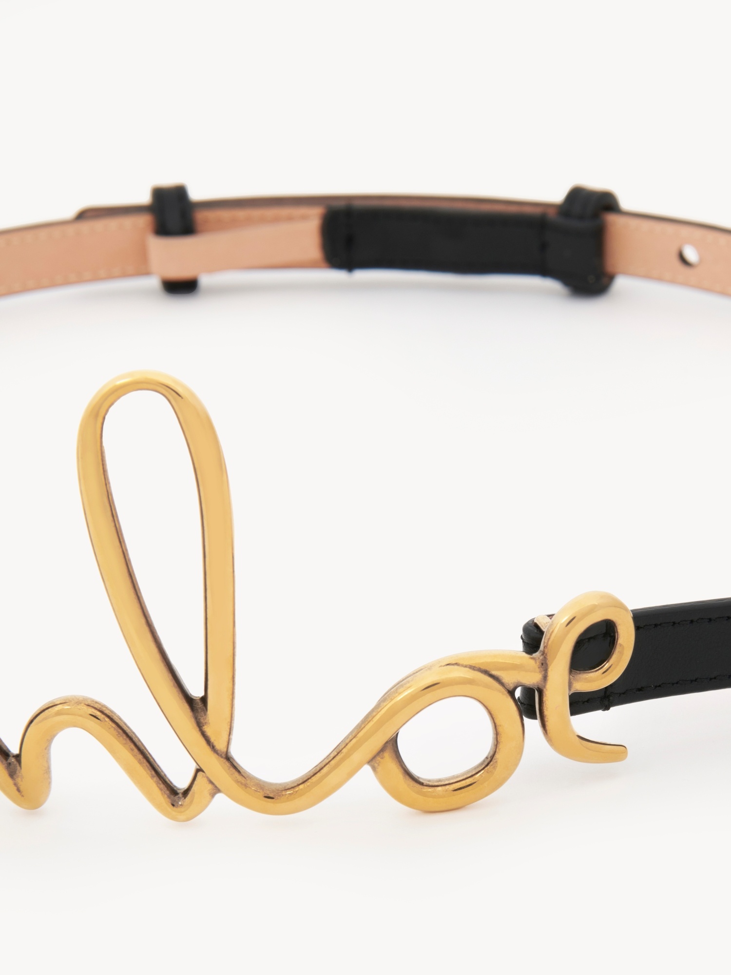 Chloé Iconic Leather Belt Gold-tone Hardware In Nude