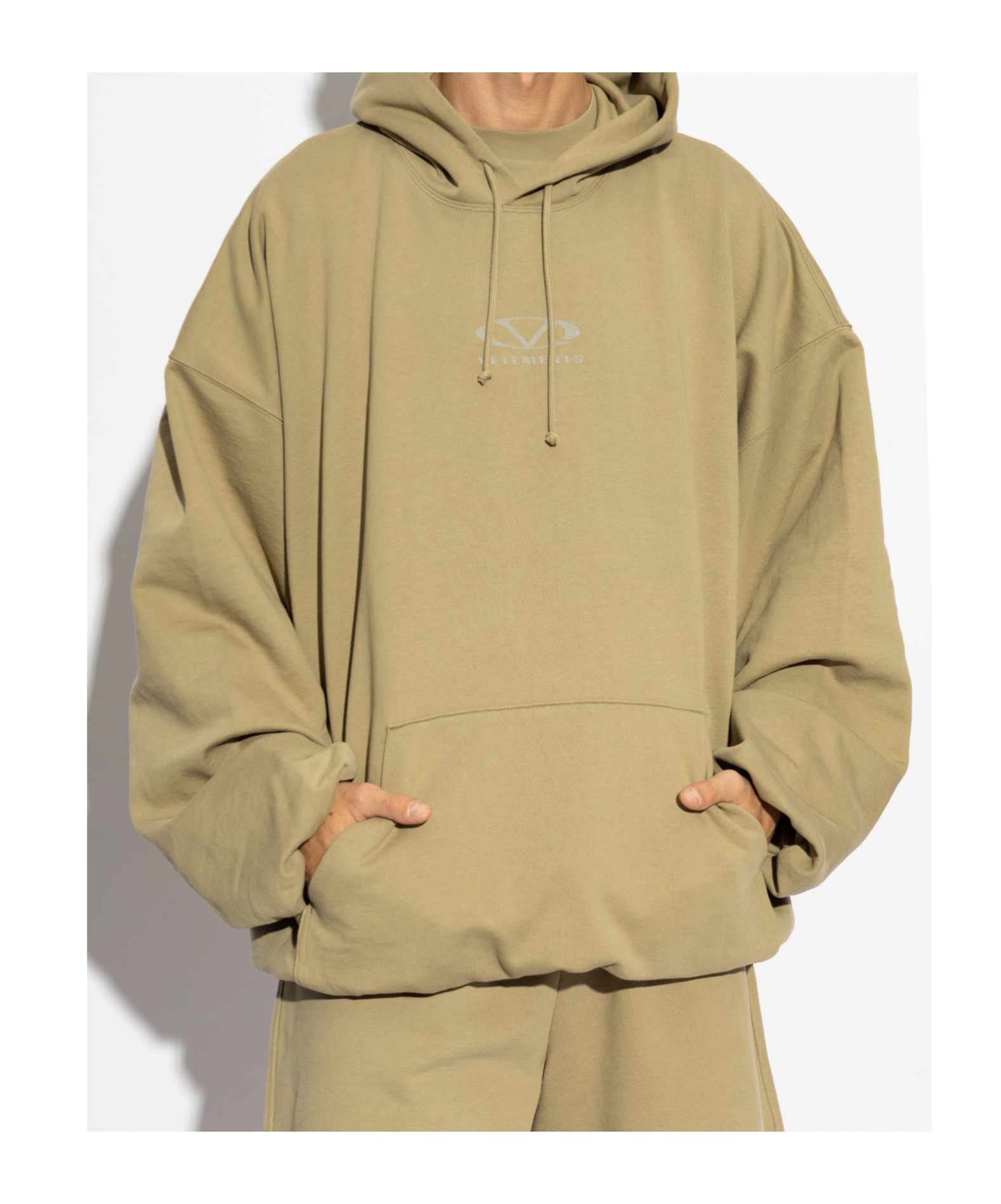 Shop Vetements Logo Hoodie In Nude