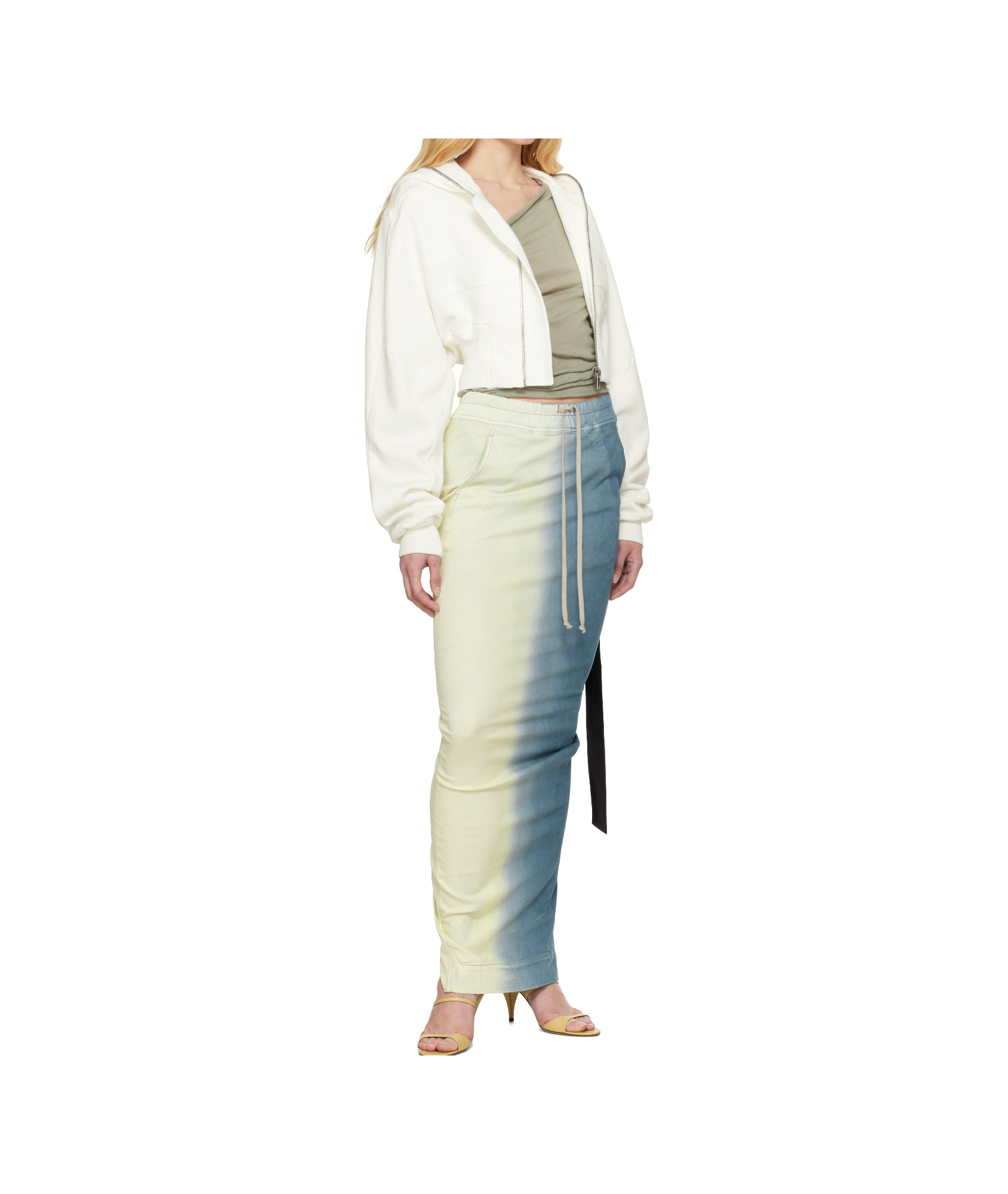 Rick Owens Drkshdw Off-white Hollywood Collage Hoodie In Milk Color