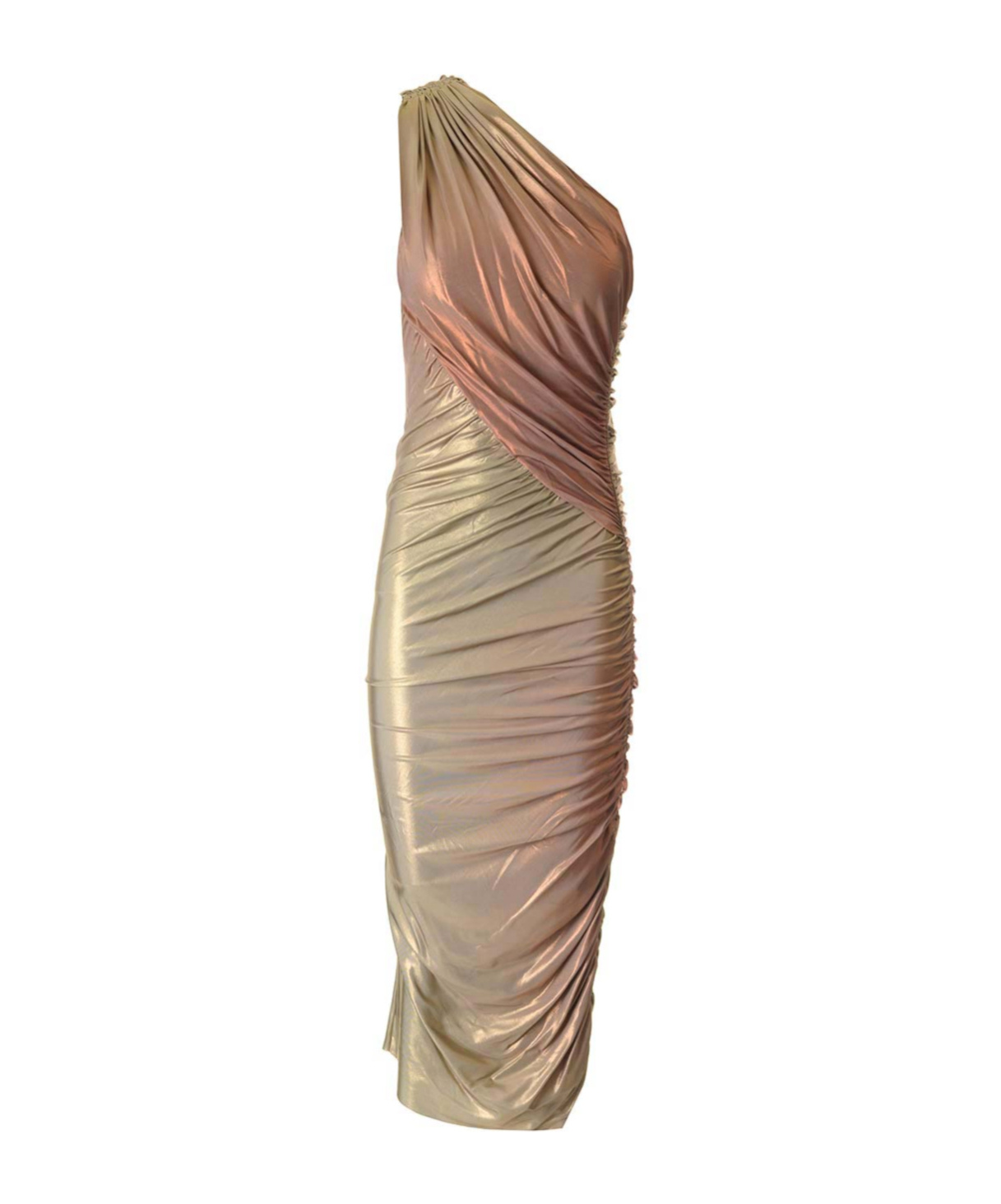Rick Owens Amira Asymmetric Midi Dress In Nude