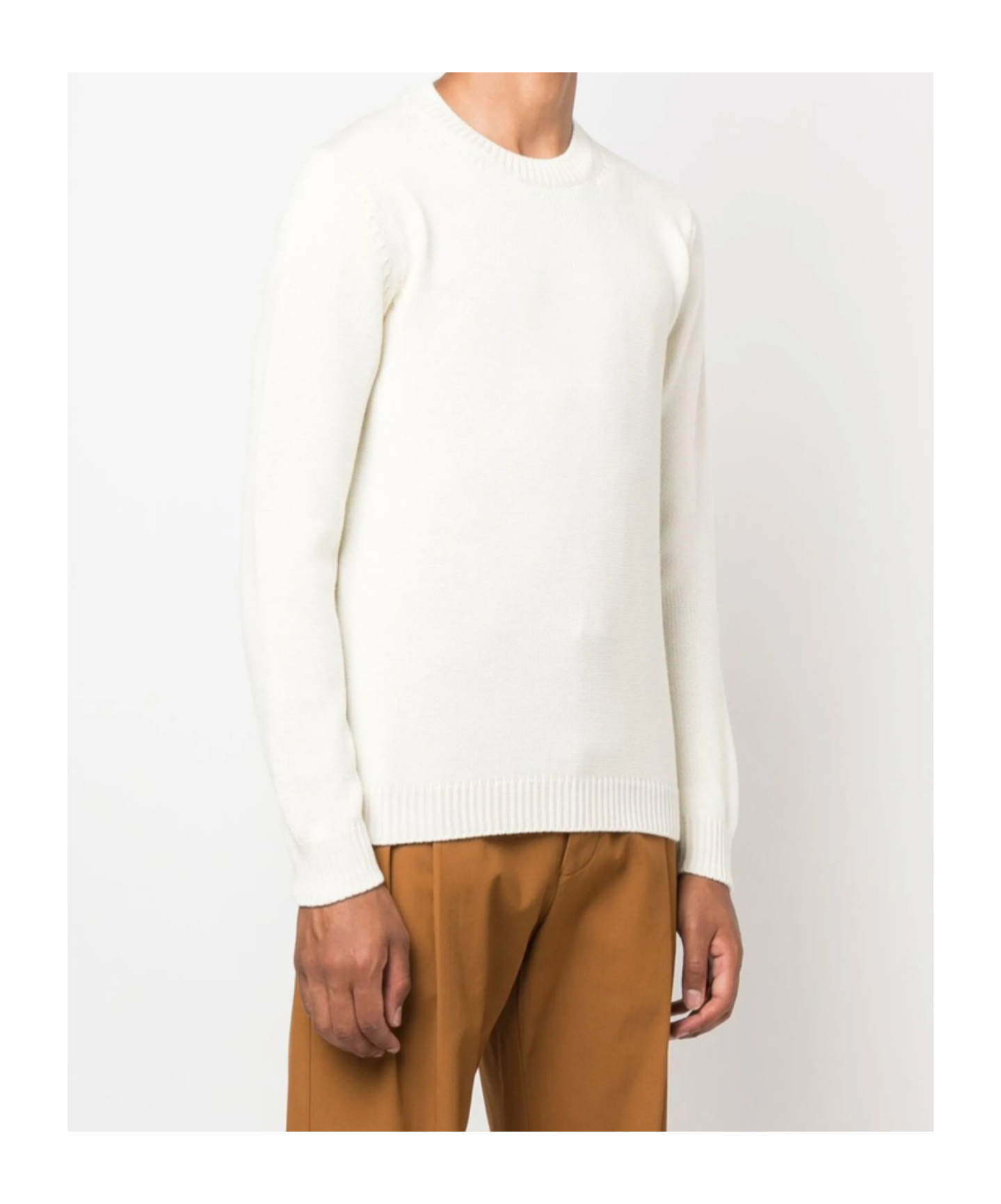 Roberto Collina Crew Neck Long Sleeve Sweater In White