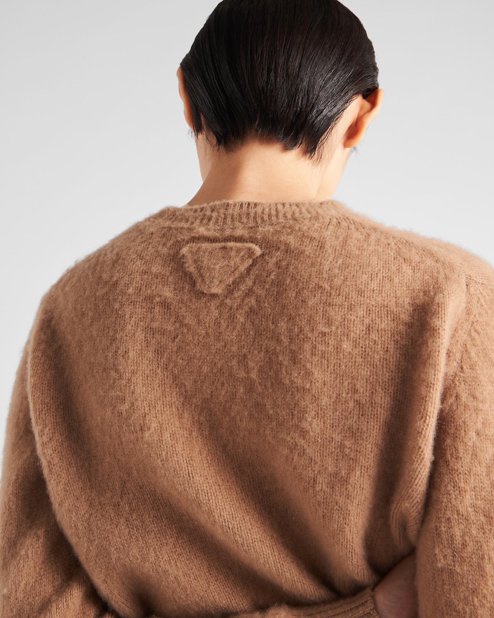 Prada Textured Cable Knit Sweater In Brown