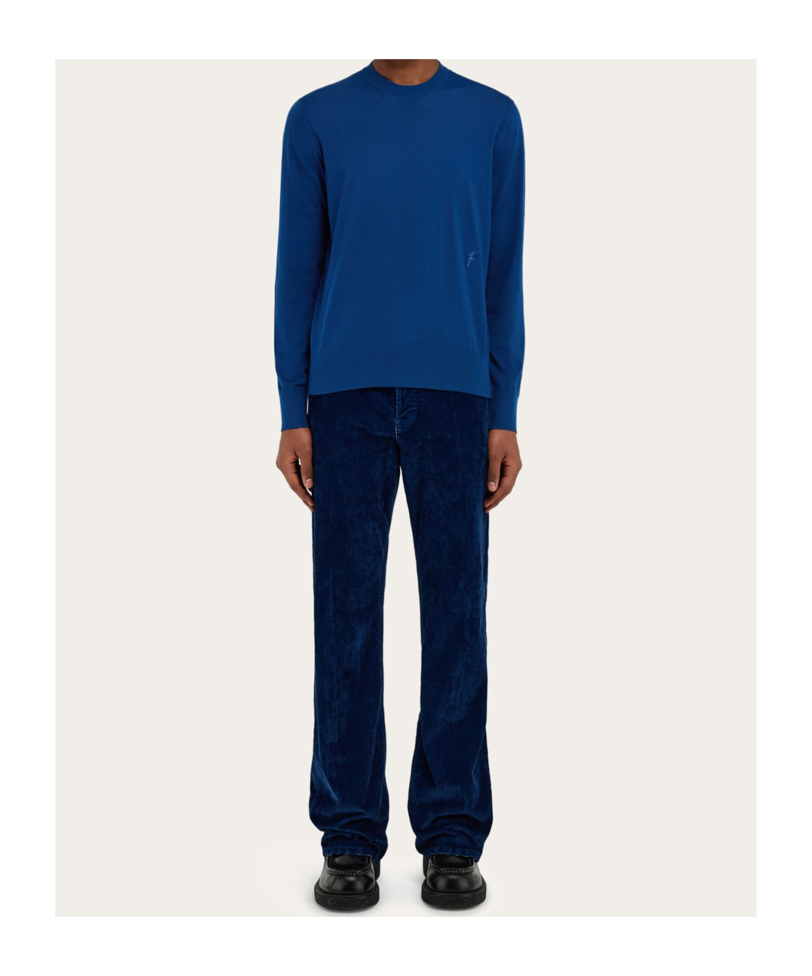 Ferragamo Logo-embroidered Jumper In Blue
