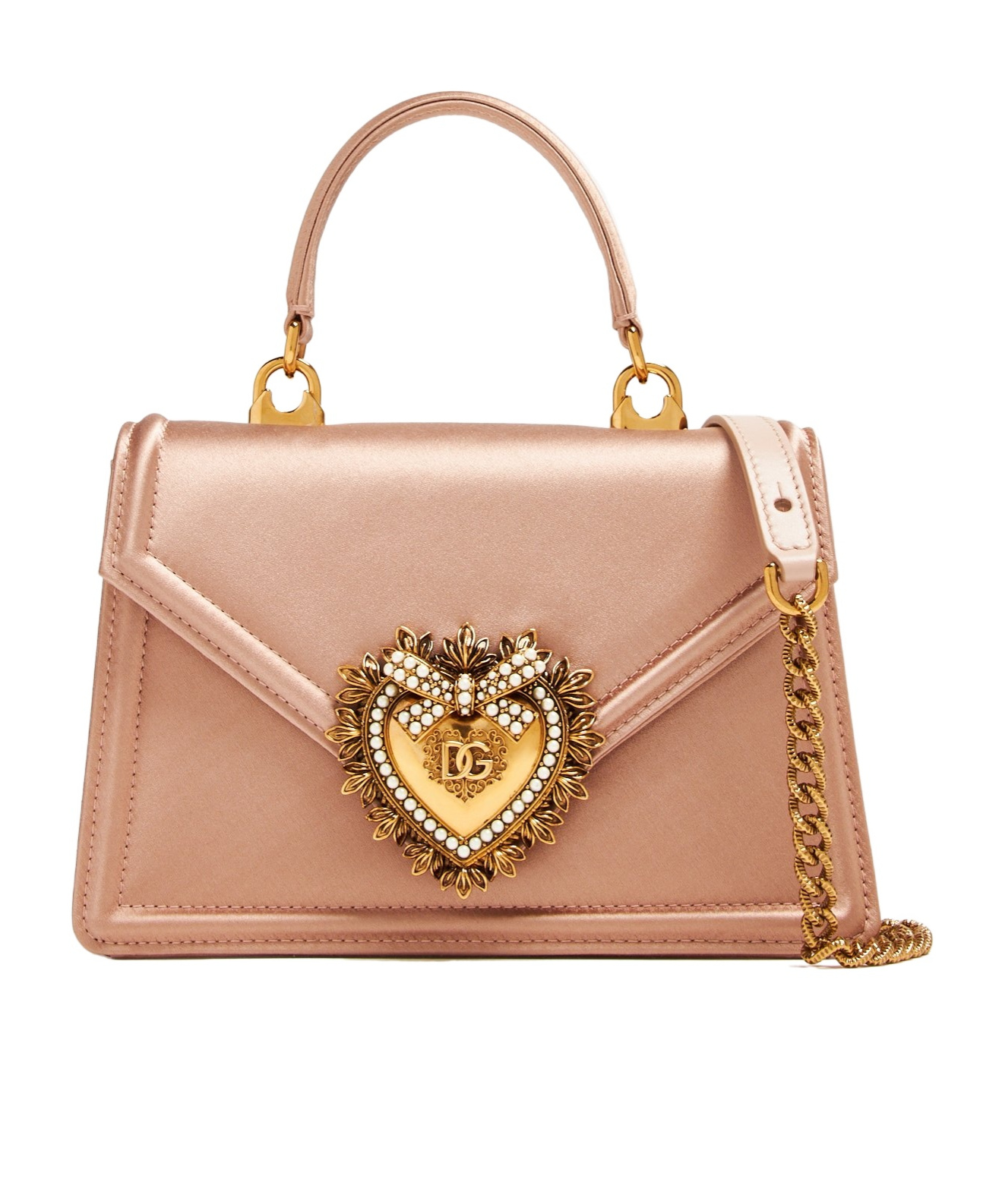Dolce & Gabbana Small Devotion Satin Tote Bag In Nude