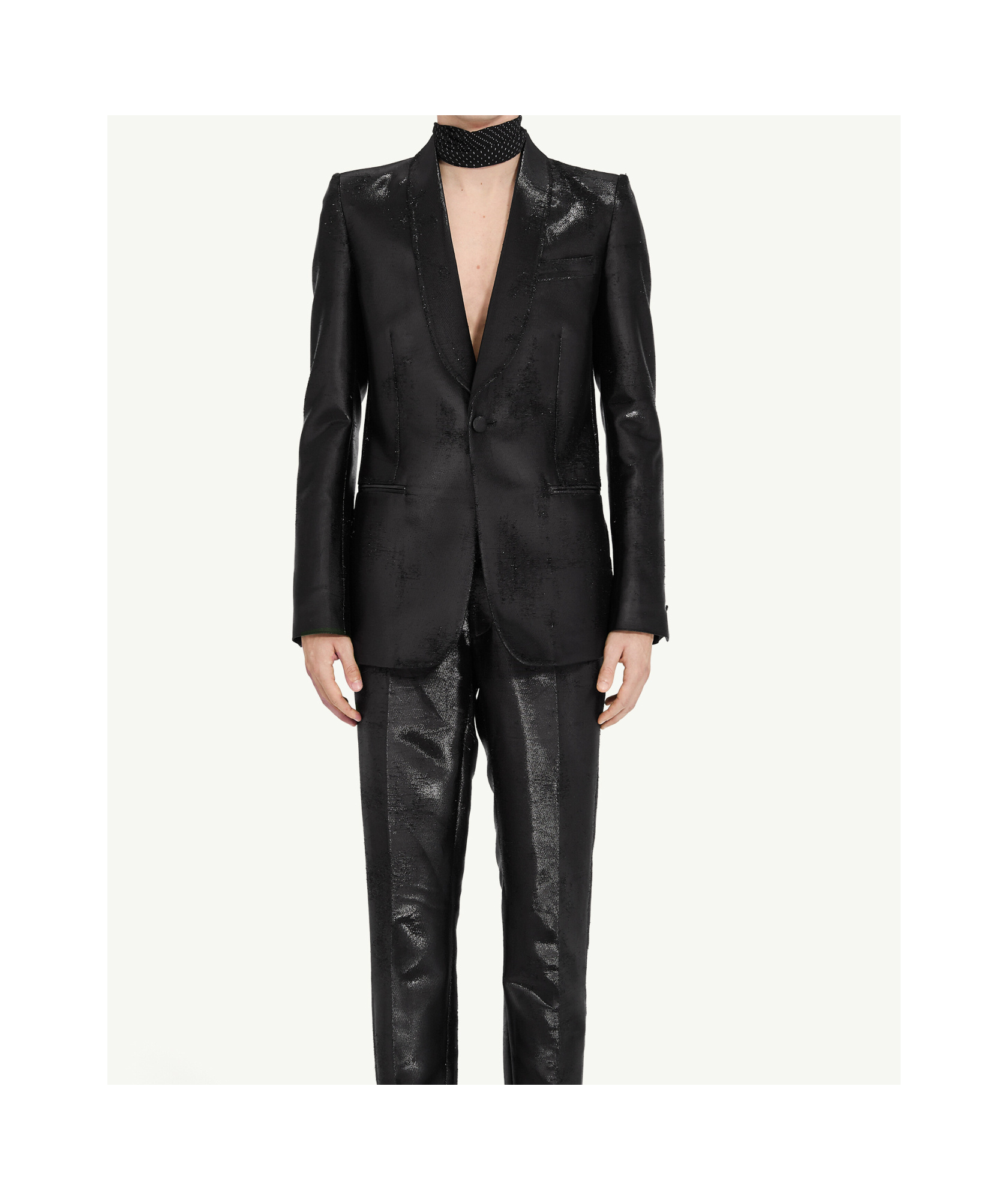 Mm6 Maison Margiela Distressed Jacquard Suit Jacket In Black