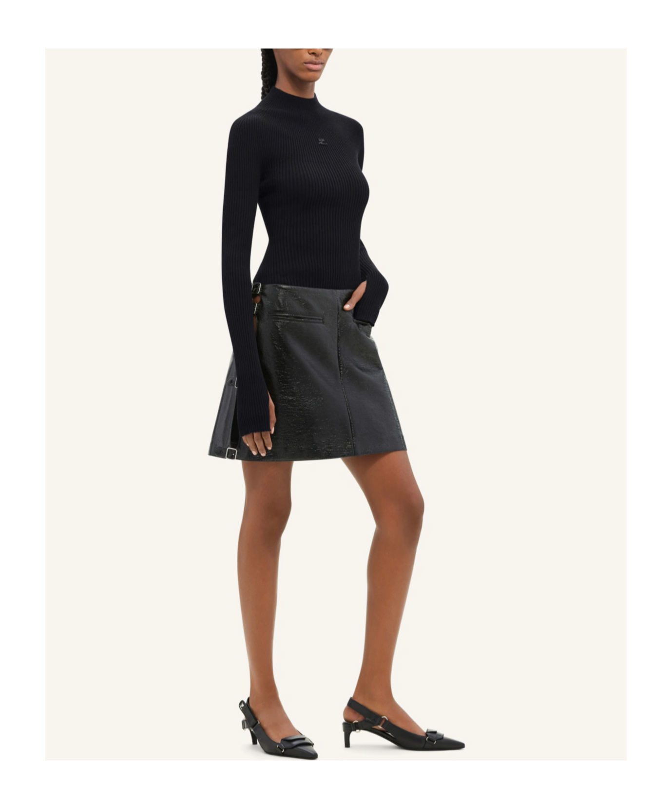 Shop Courrèges Logo-embroidered Ribbed Jumper In Black