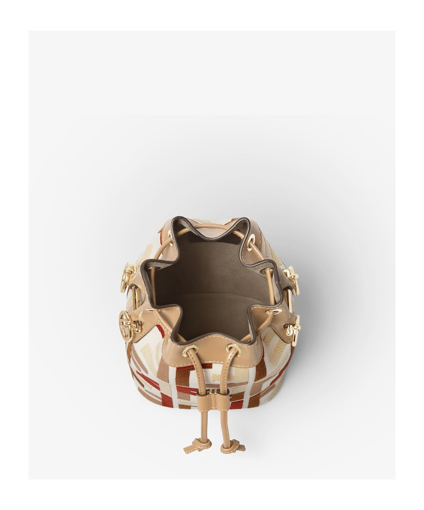 Fendi Women Mon Tresor Ff Jacquard Fabric And Leather Bucket Bag In Multi