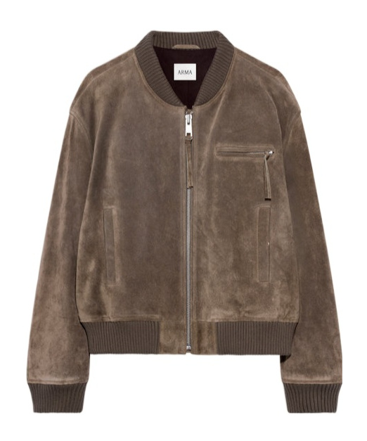 Arma Cropped Suede Bomber Jacket In Soil