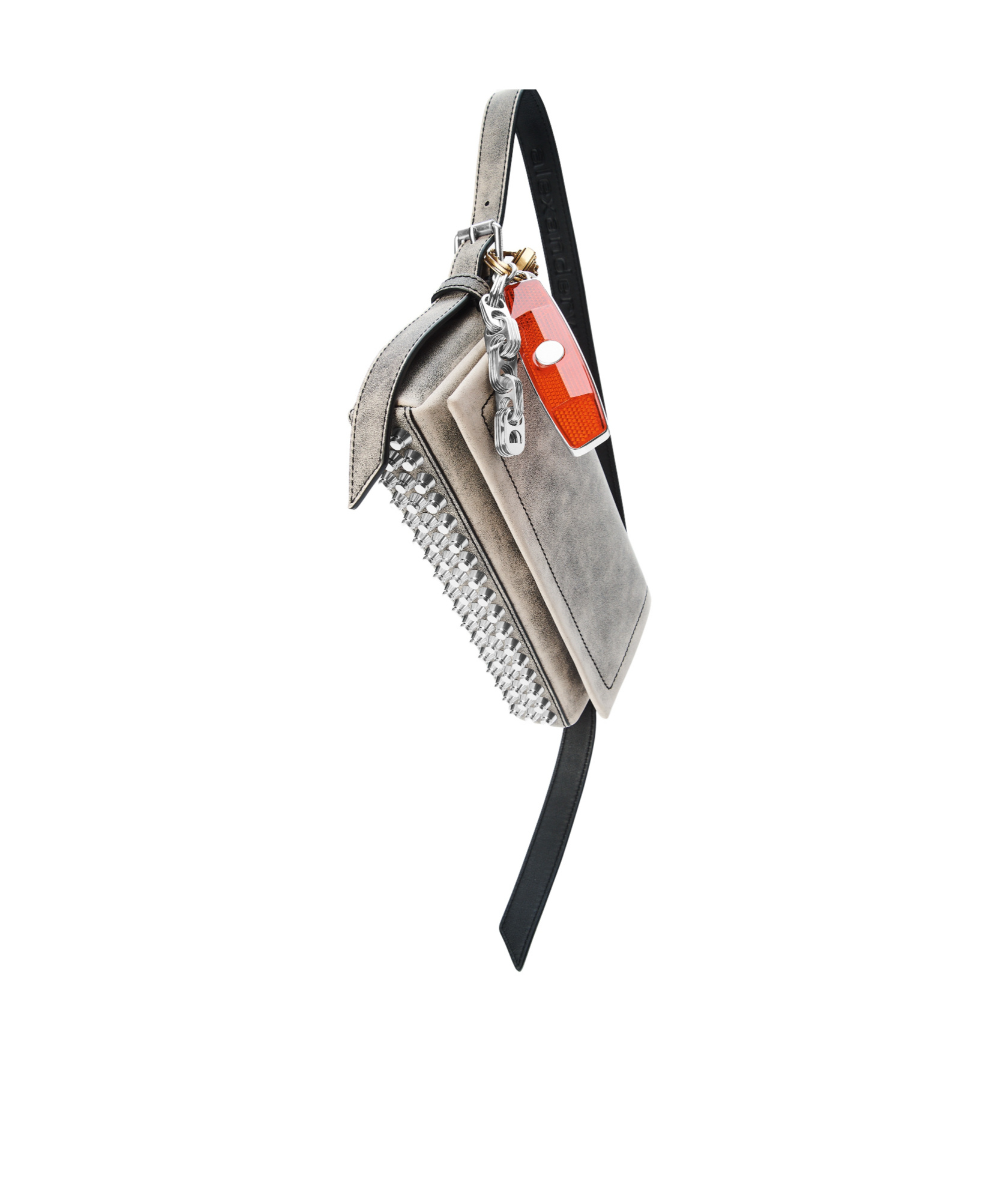 Alexander Wang Ricco Relic Distressed Leather Shoulder Bag In Gray