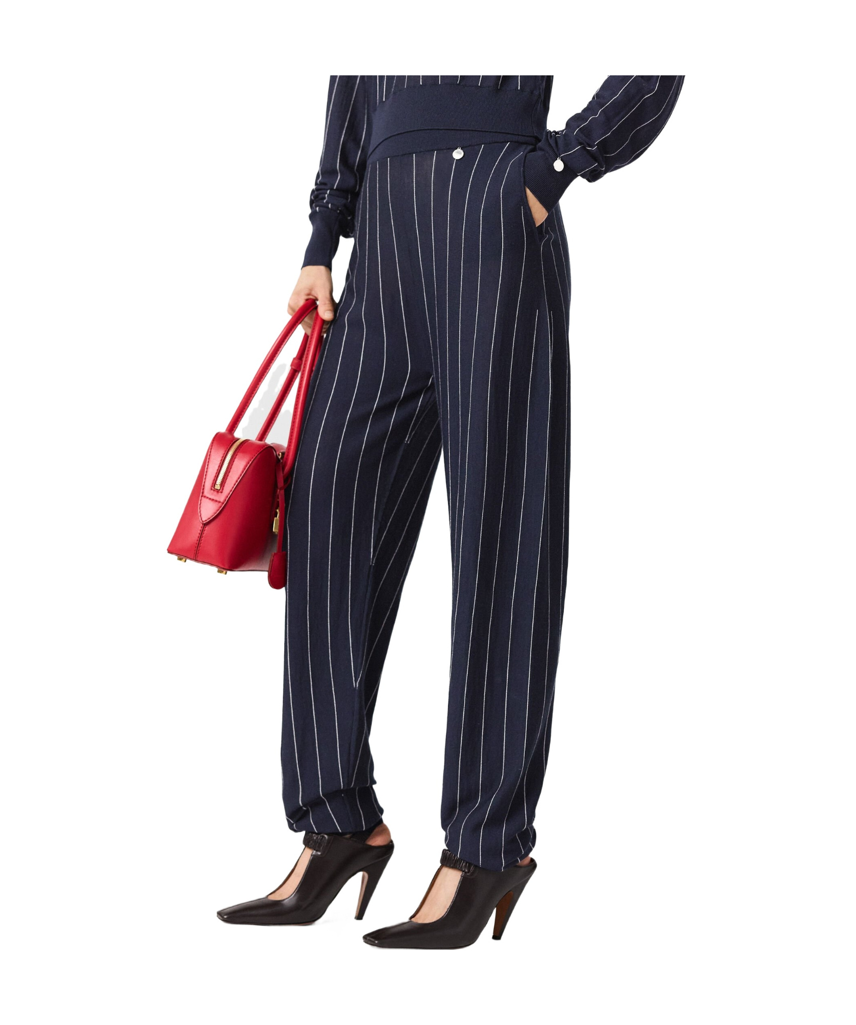 Stella Mccartney Elasticated Waistband Pinstripe Sweatpants In Navy Blue