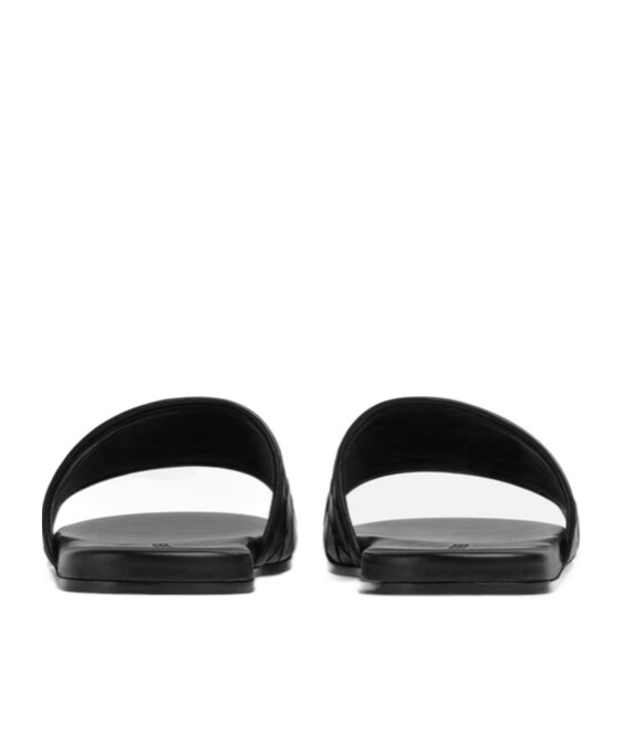 Bottega Veneta Sunday Intrecciato Leather Slides In Black