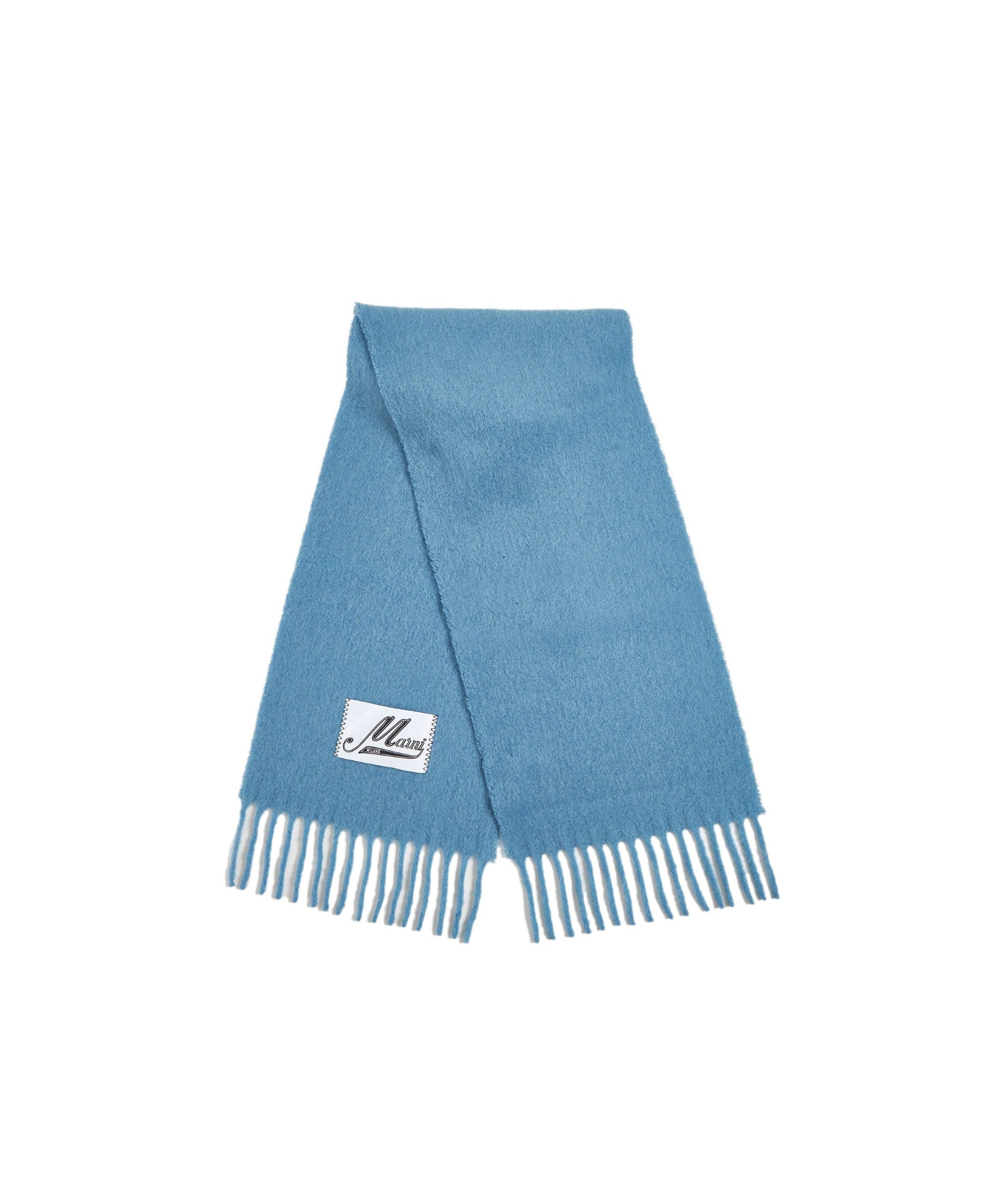 Marni Logo-patch Alpaca Wool-blend Scarf In Blue