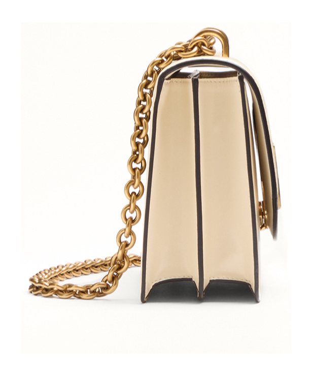 Valentino Garavani Garavani Vain Small Shoulder Bag In Shiny Calfskin Woman Ivory Uni In Nude
