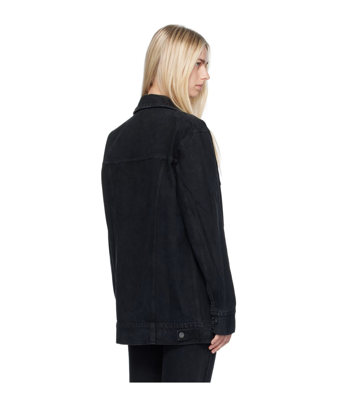 Shop Khaite Denim Coat With Buttons On The Front In Black