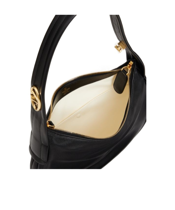 Valentino Vlogo Signature Leather Shoulder Bag In Black