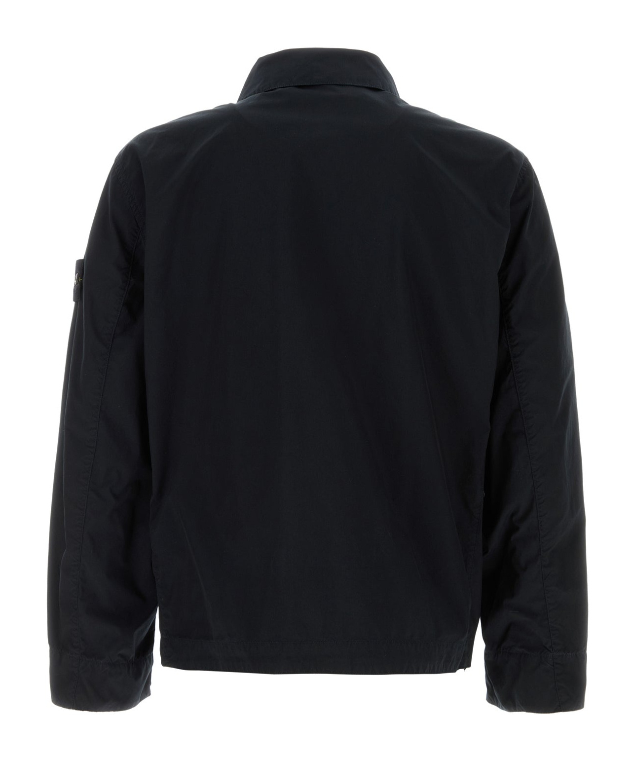 Stone Island Blue Jacket With Classic Collar And Logo Patch On The Sleeve In Tech Fabric Man