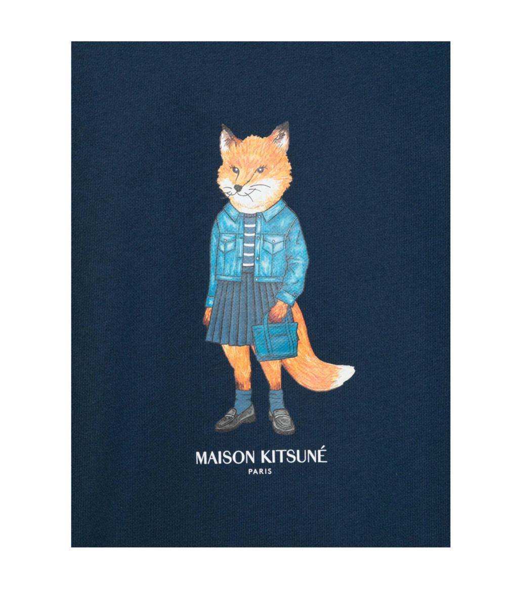 Maison Kitsuné Graphic Print Crew Neck Cotton Sweatshirt In Blue
