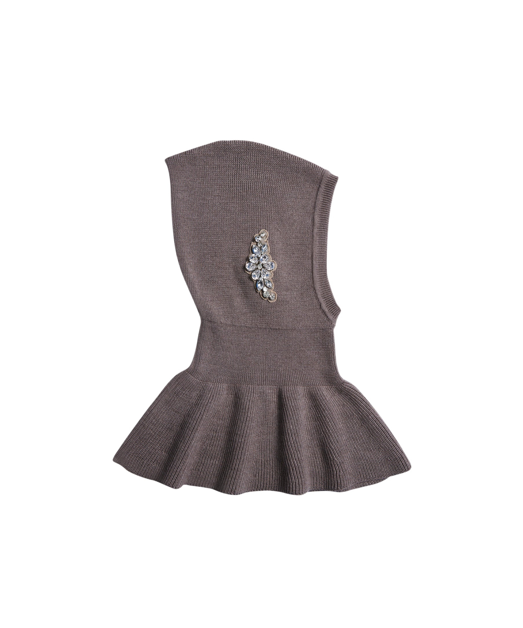 Simone Rocha Crystal-embellished Pointed Balaclava In Gray