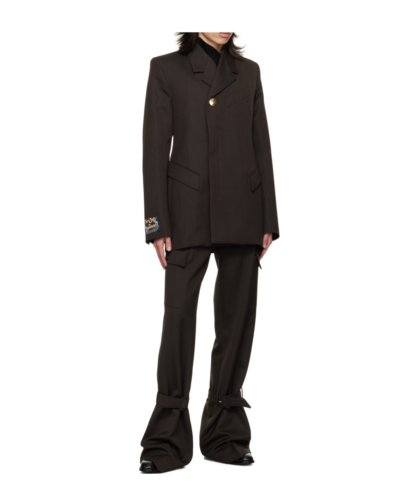 Egonlab Golden Button Fitted Blazer In Brown