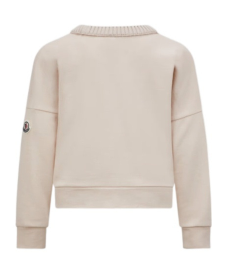 Moncler Round-collar Long-sleeve Hoodie In Nude
