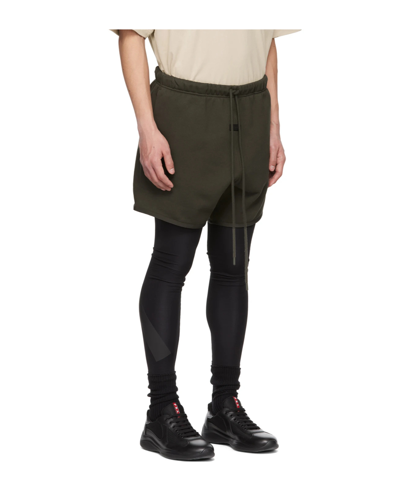ESSENTIALS LOGO-PATCH DRAWSTRING-WAIST TRACK SHORTS