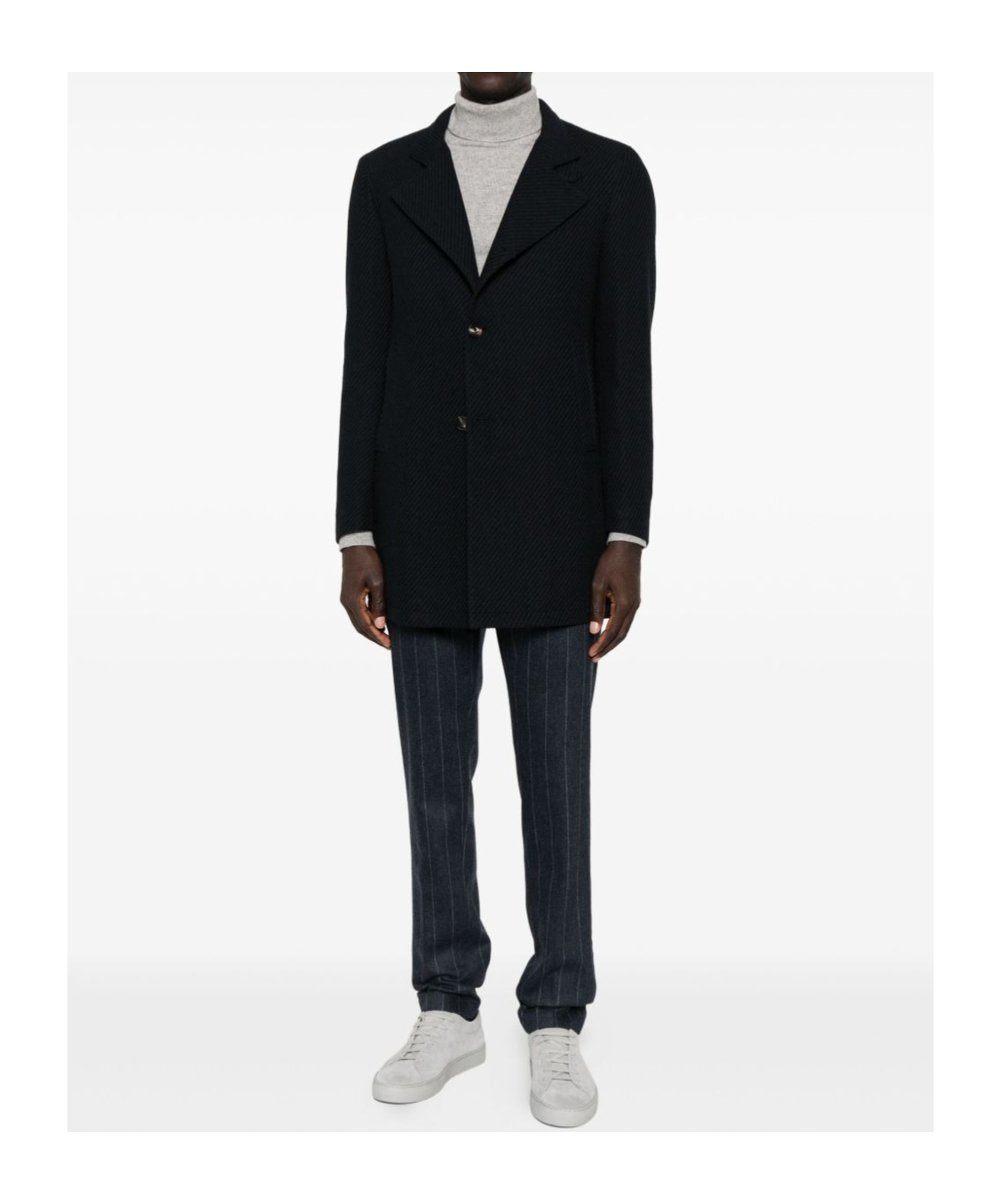Tagliatore Gordon High-neck Buttoned Coat In Black