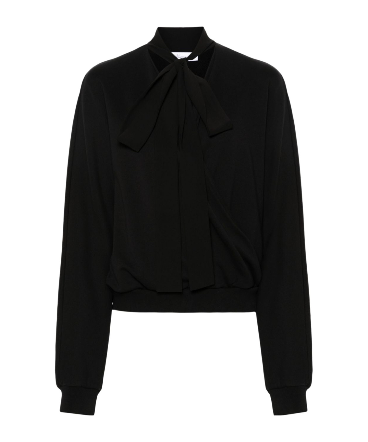 Blumarine V-neck Sweatshirt With Bow In Black
