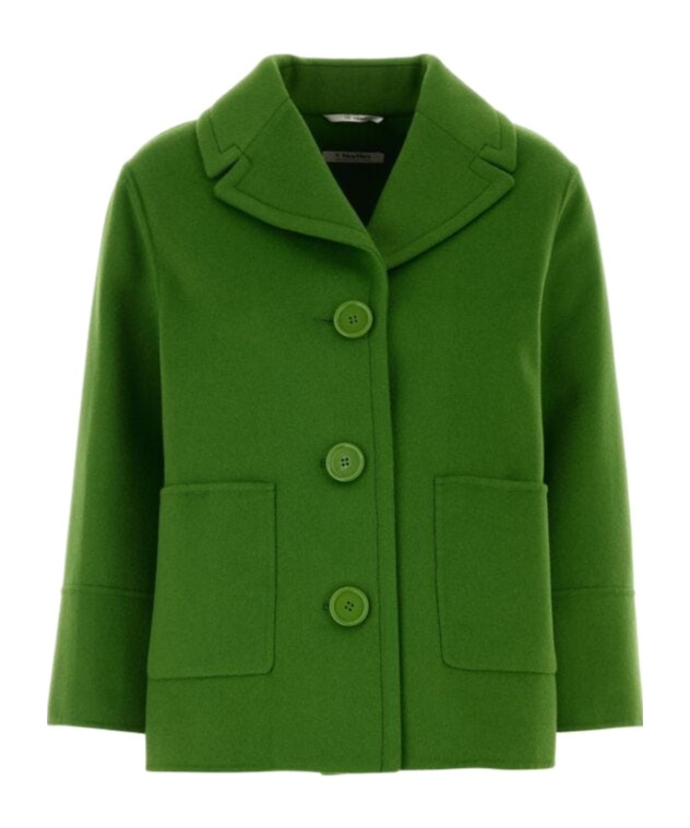 Max Mara Single-breasted Coat In Grass Green