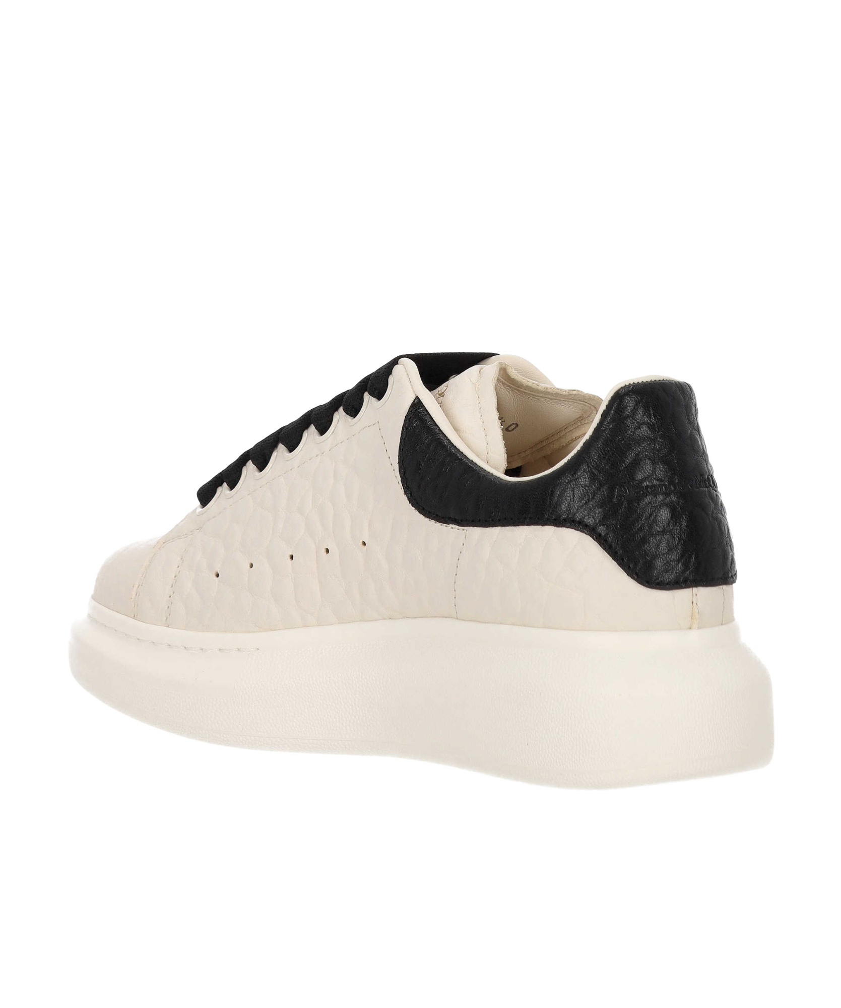 Alexander Mcqueen Ivory Leather Sneakers With Black Leather Heel In White