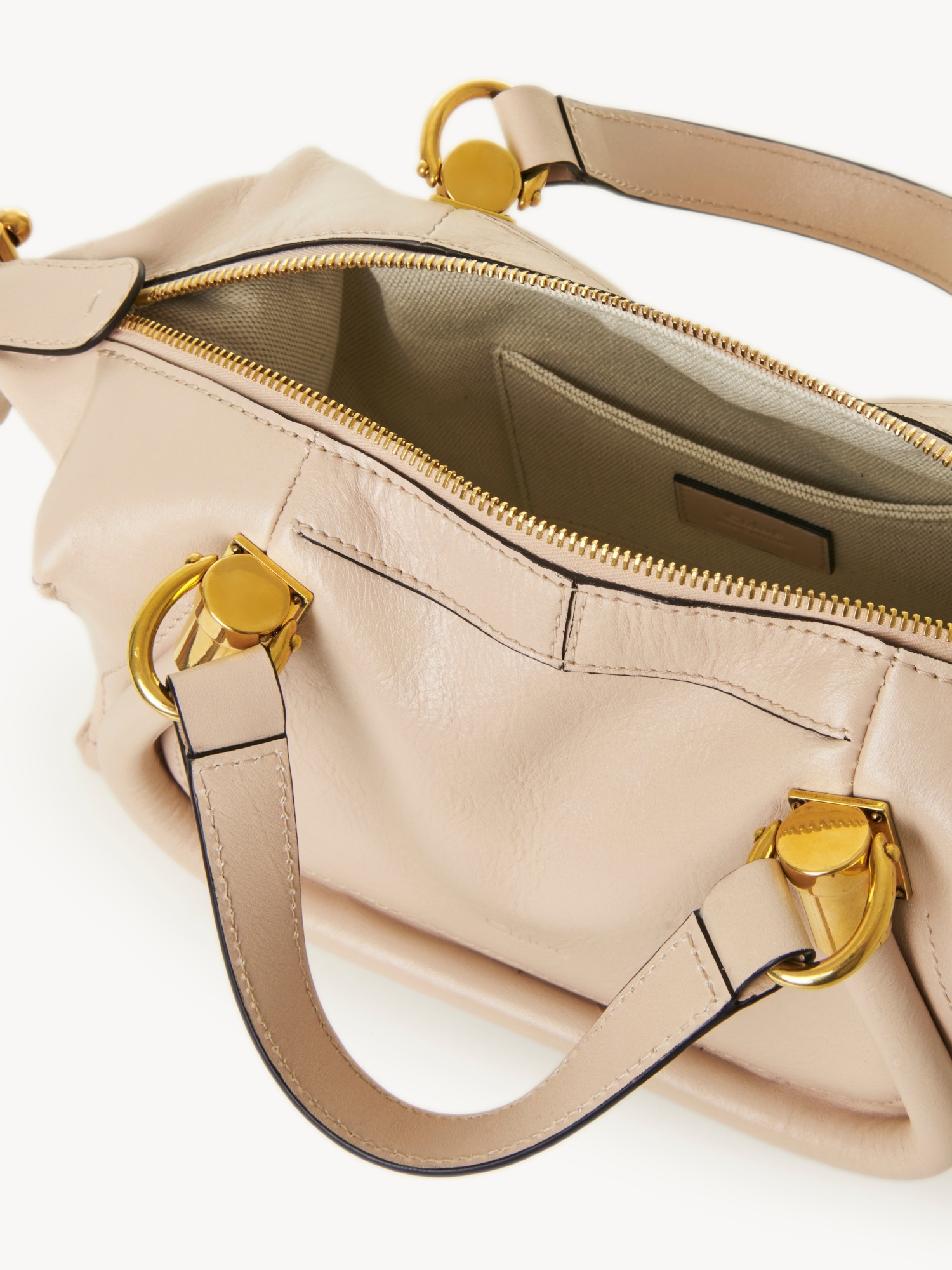Chloé Petit Sac Paraty 24 En Cuir Brillant Femme Beige Taille Onesize 100% Cuir De Veau In Nude
