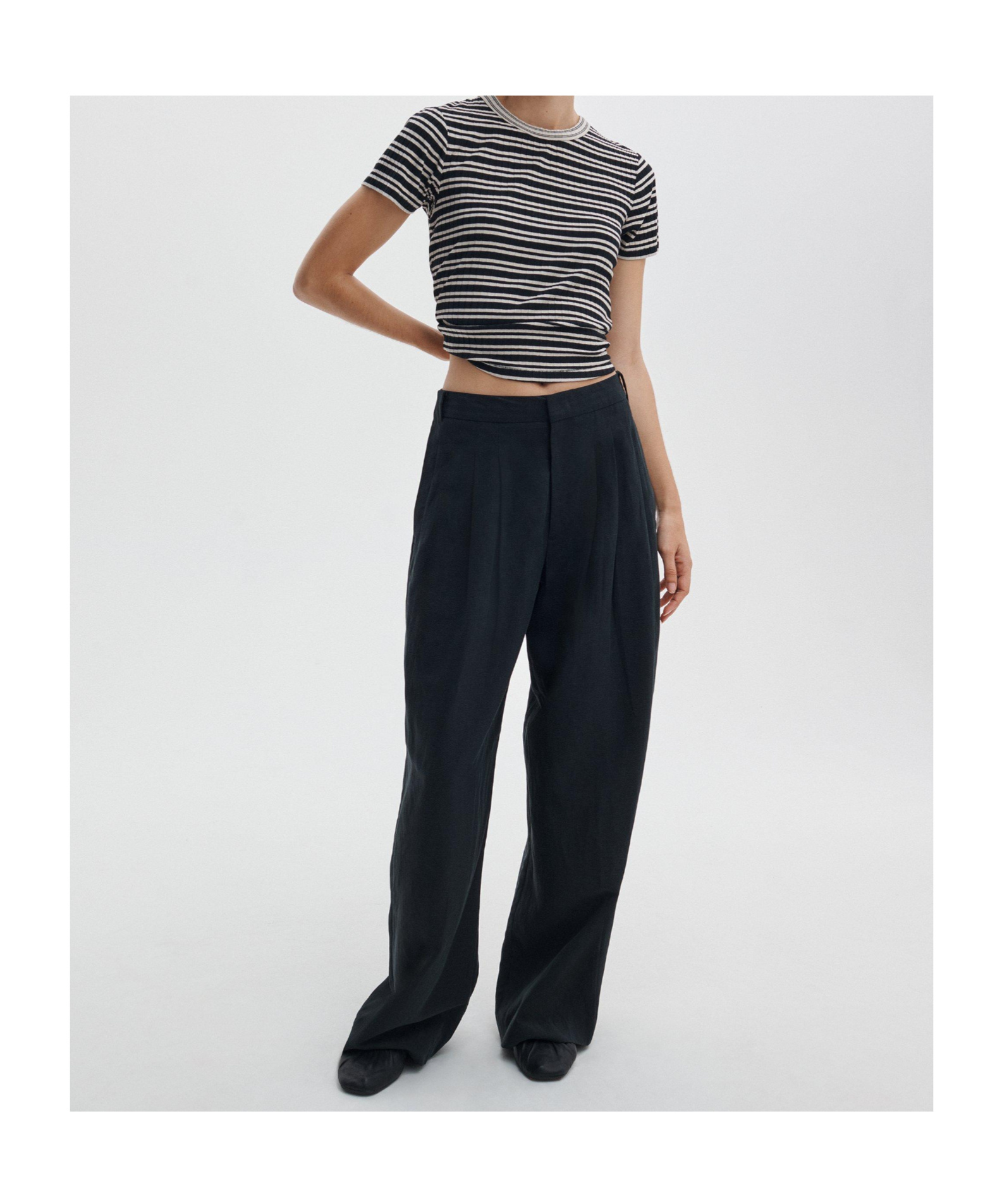 Rag & Bone Womens Luca Striped Stretch-woven T-shirt Ivybl In Gray