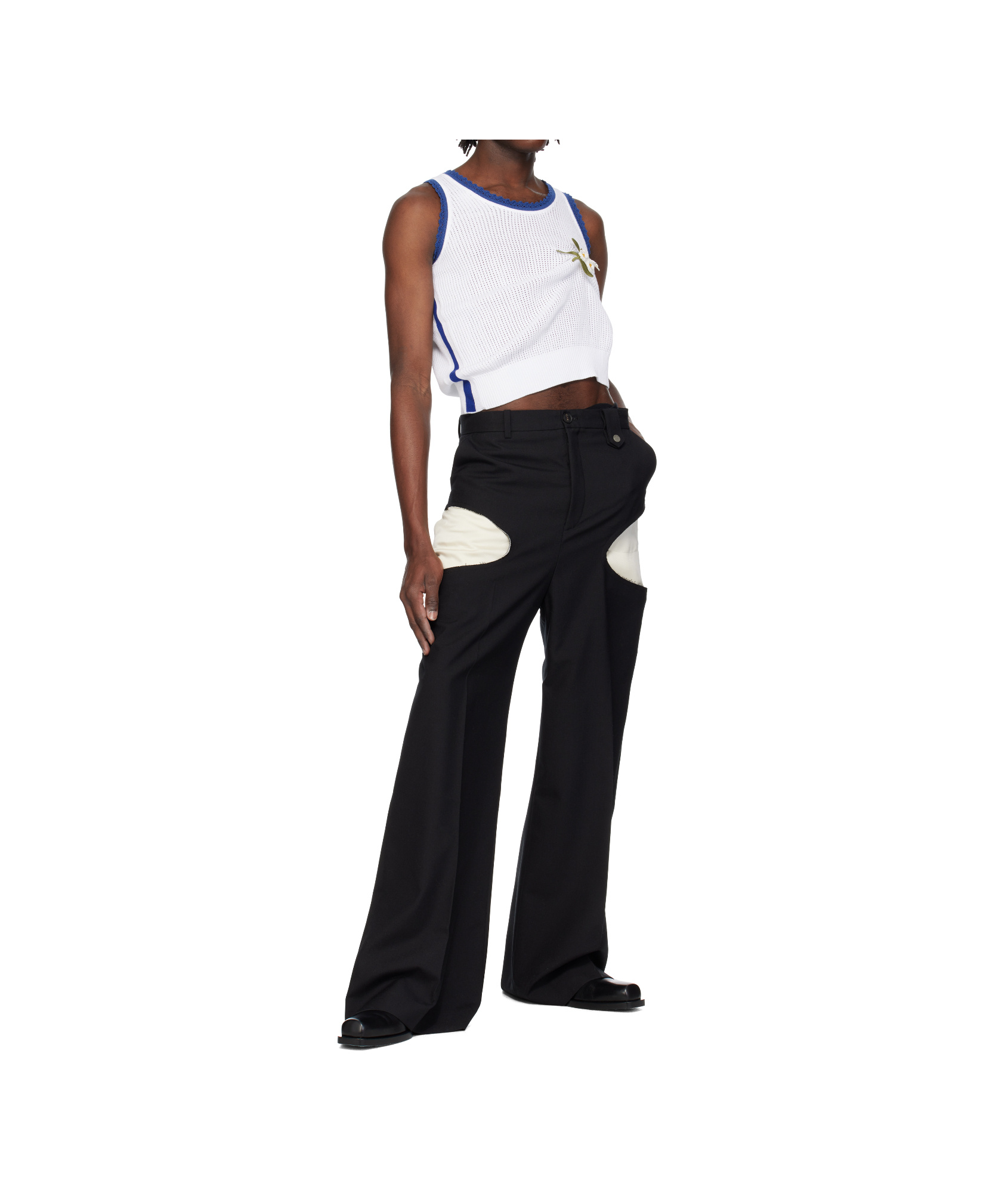 Egonlab Black Openwork Trousers In Black
