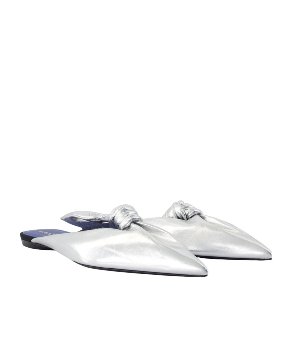 Lanvin Knotted Pointed-toe Mules In Gray