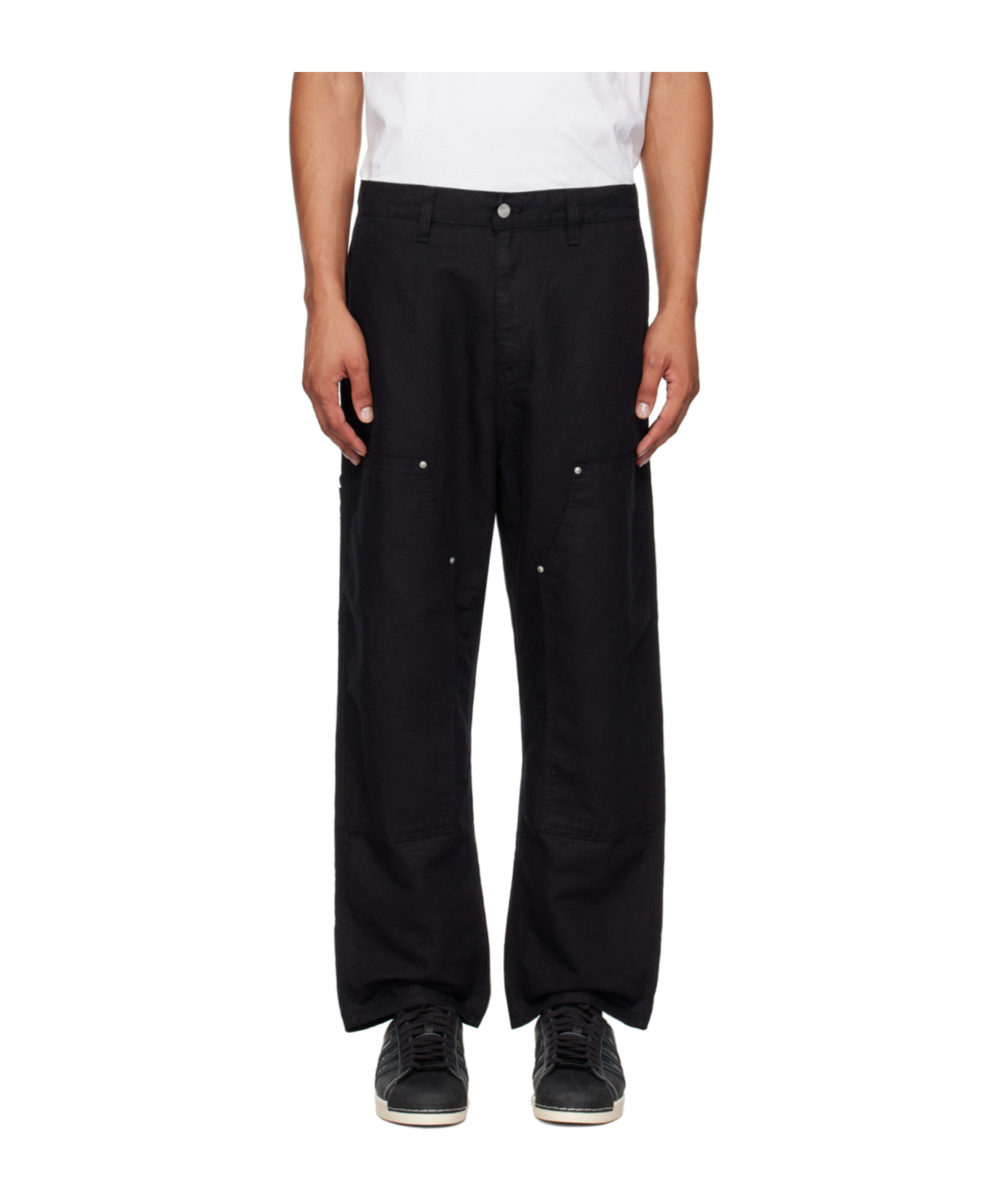 Carhartt Relaxed Tapered Double Knee Pants In Cotton In Black